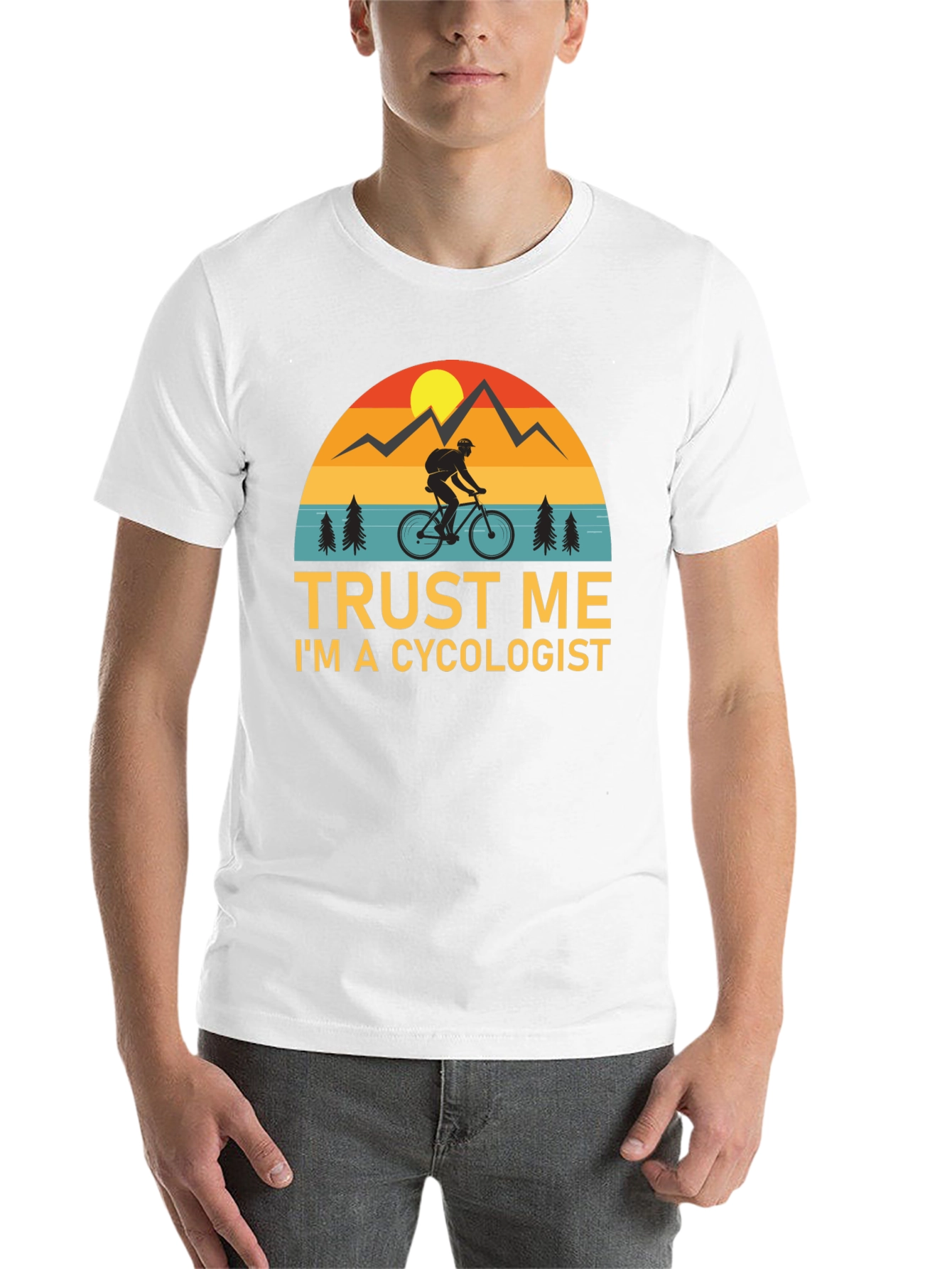 Black Trust Me I'm a Cycologist Funny Biker T-Shirt view 14