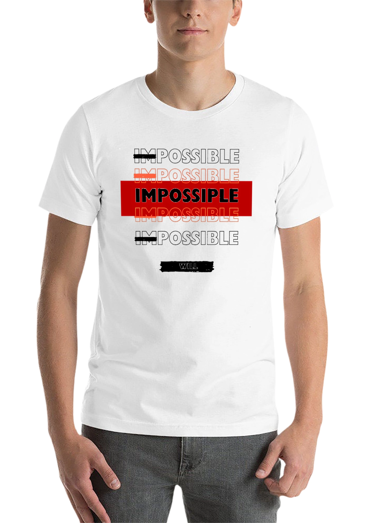 Black Impossible is Nothing T-Shirt - Motivational Design view 14