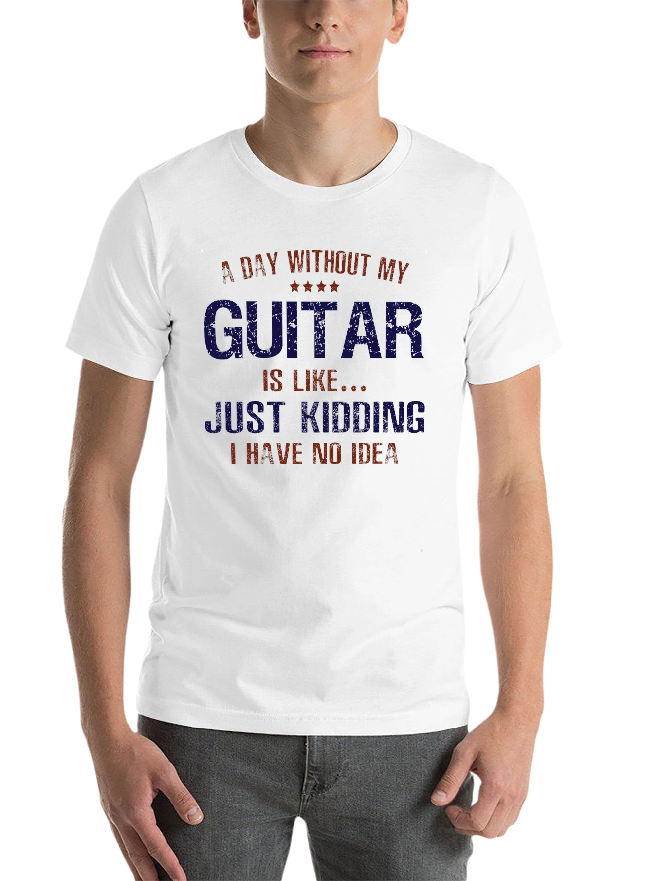Black Guitar Lover's T-Shirt - 'A Day Without My Guitar' view 14