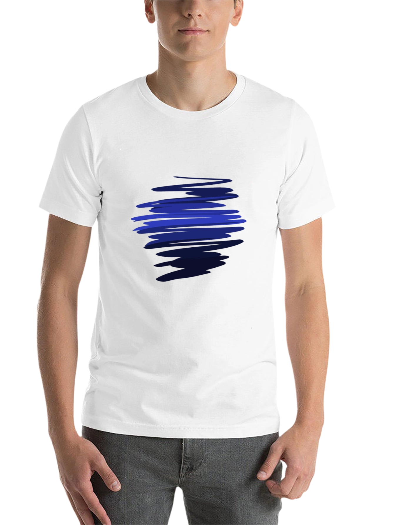 Black Abstract Blue Graphic Print Black T-Shirt view 14