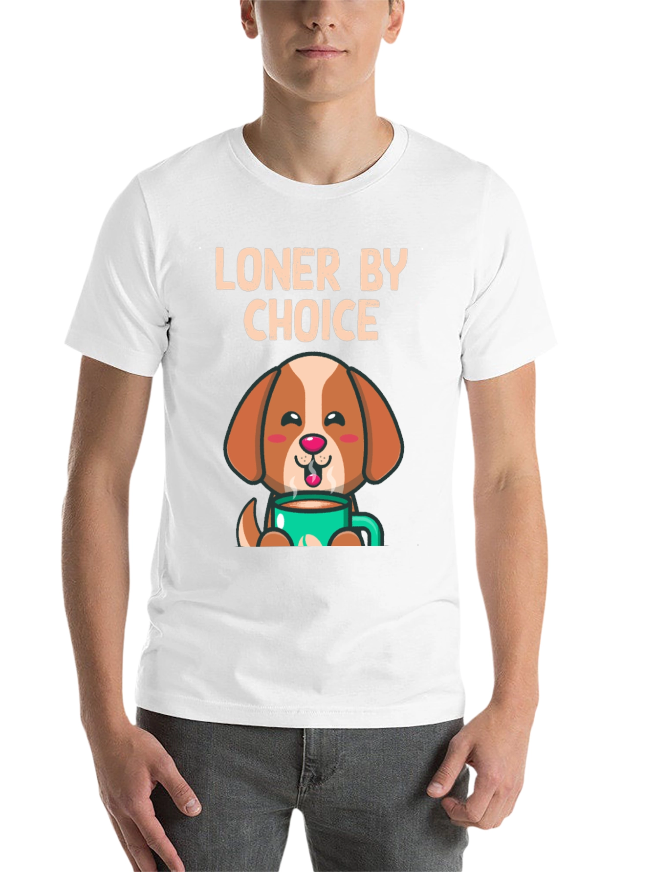 Black Loner By Choice Dog Coffee T-Shirt view 14