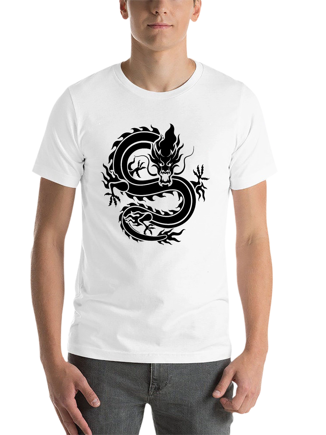 Black Dragon Graphic Black Tee - Men's Casual T-Shirt view 14