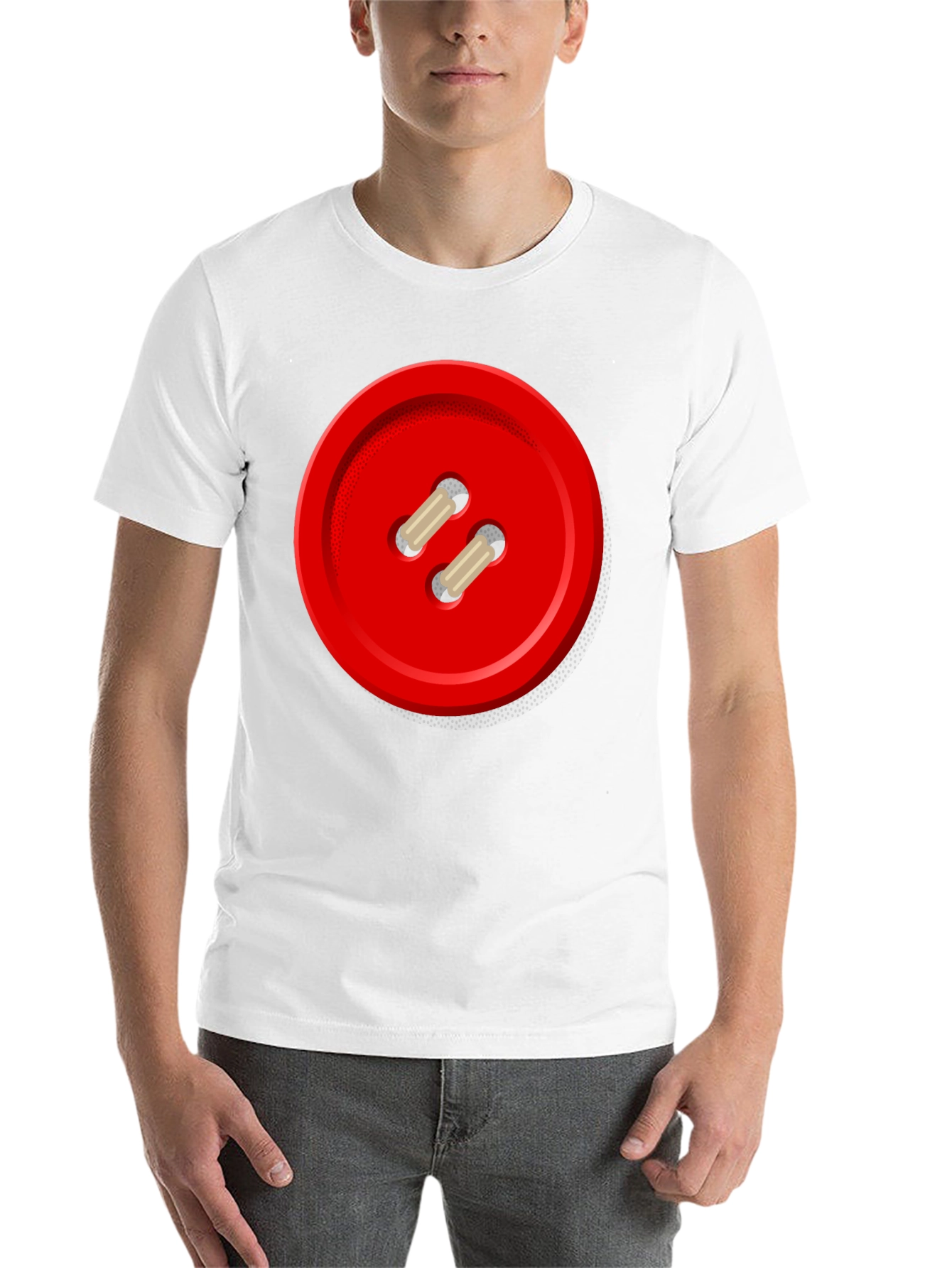 Black Red Button Graphic Tee - Unique Novelty Shirt view 14