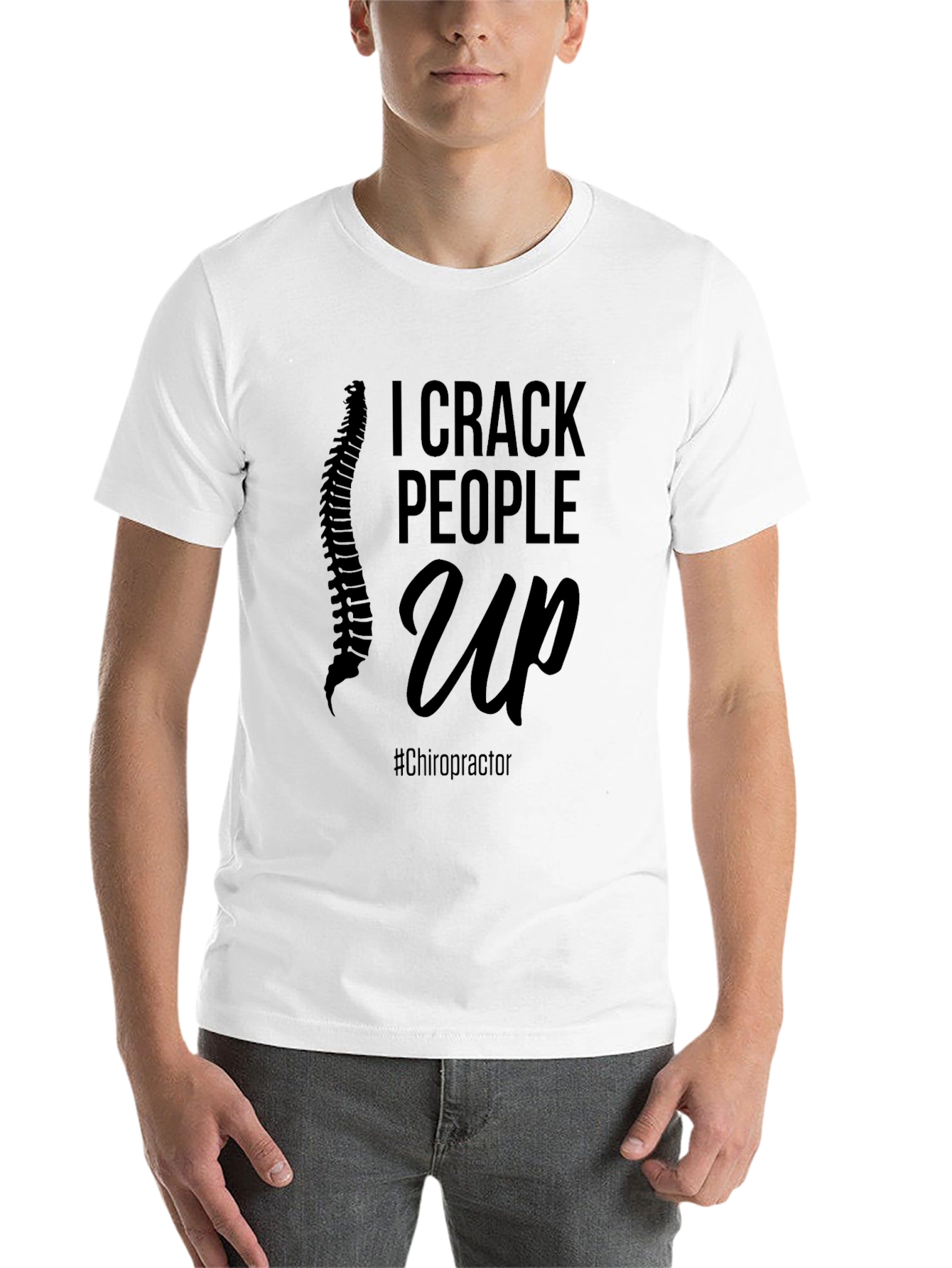 Black Chiropractor Humor Tee - I Crack People Up Shirt view 14