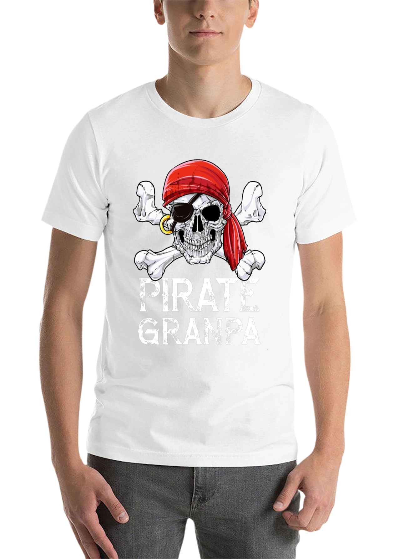 Pirate Granpa T-Shirt, Skull & Crossbones Graphic Tee - 14