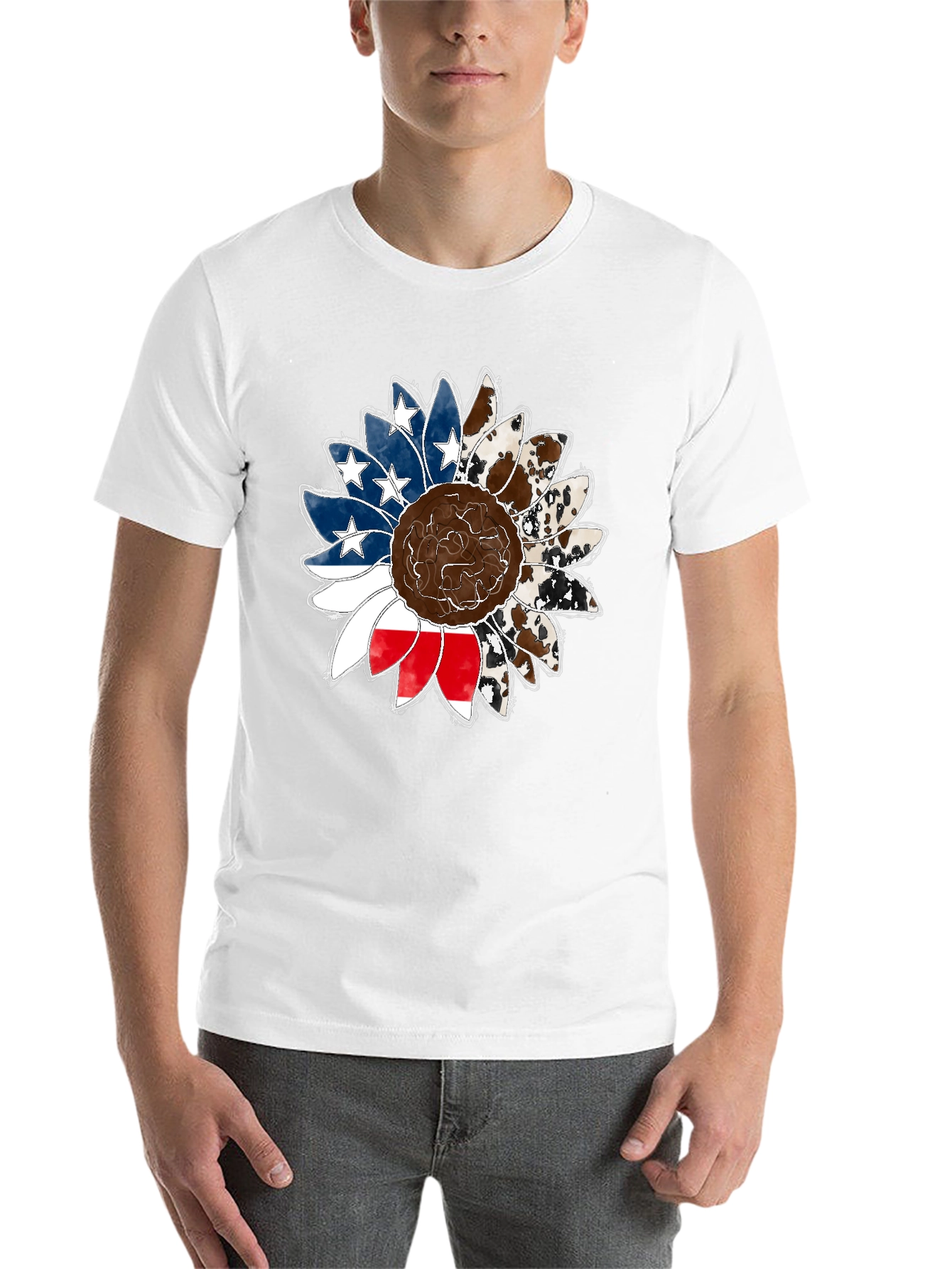 Black American Flag Sunflower Graphic Tee view 14