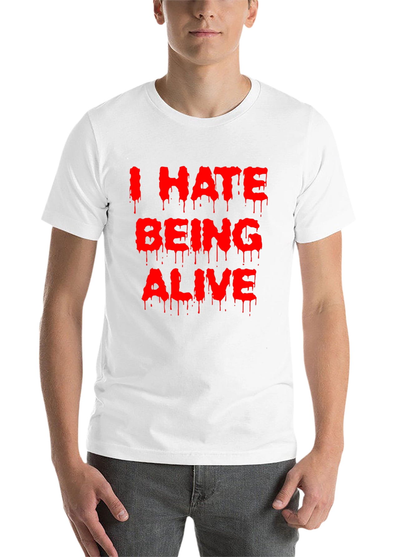 Black I Hate Being Alive Graphic Tee - Black Novelty T-Shirt view 14