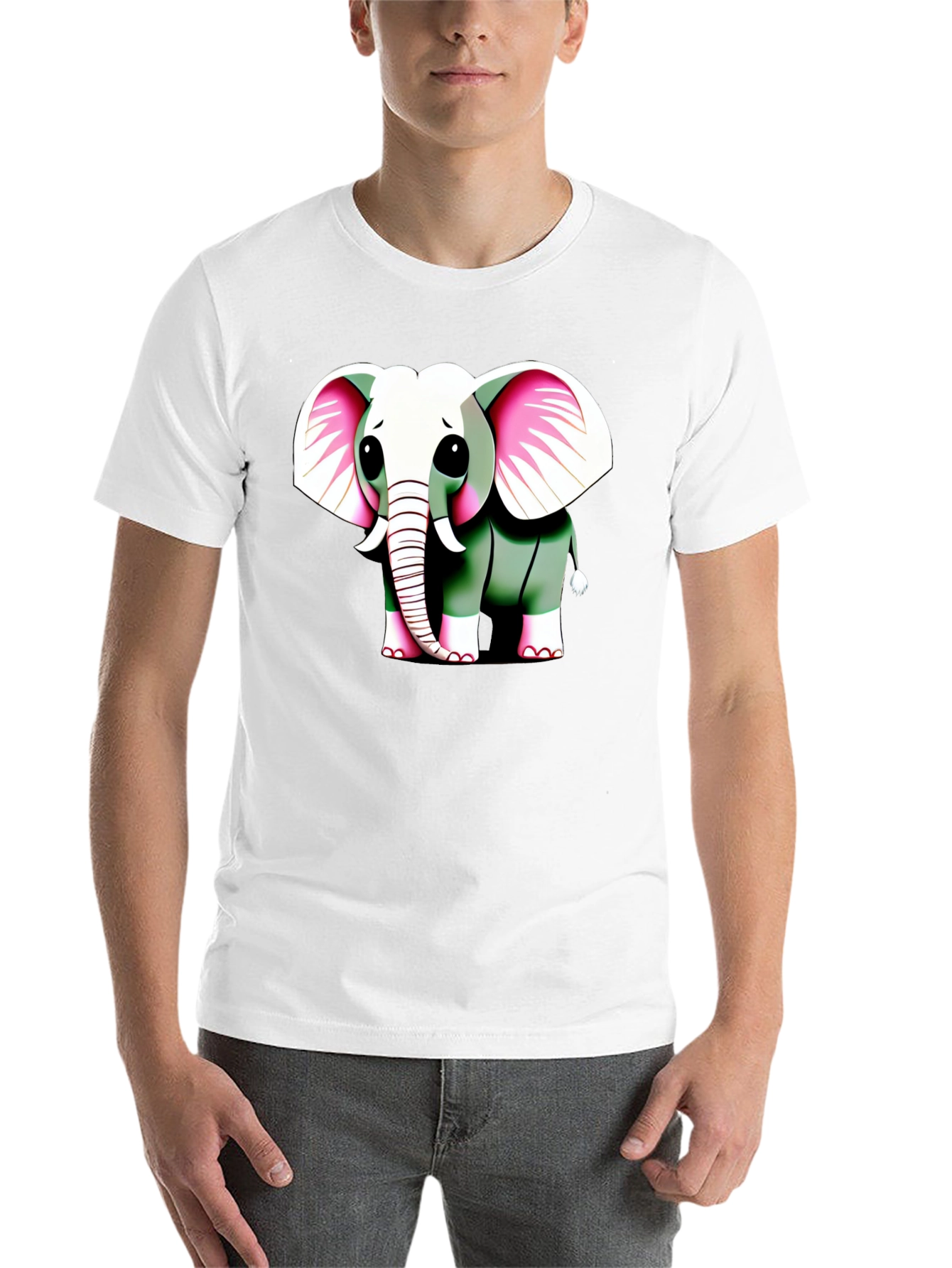 Black Cute Elephant Graphic Tee - Men's Black T-Shirt view 14
