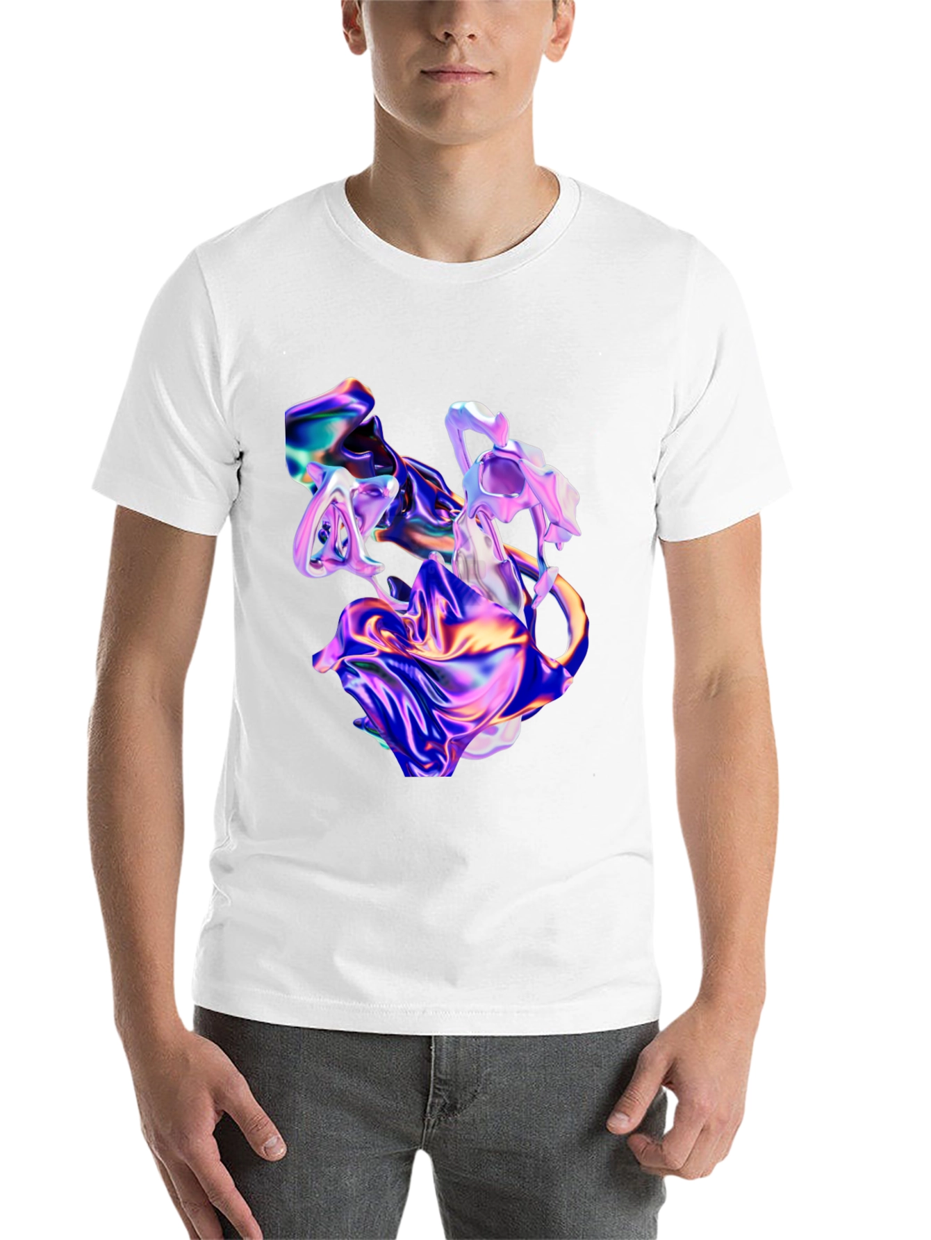 Black Iridescent Abstract Art Black T-Shirt view 14