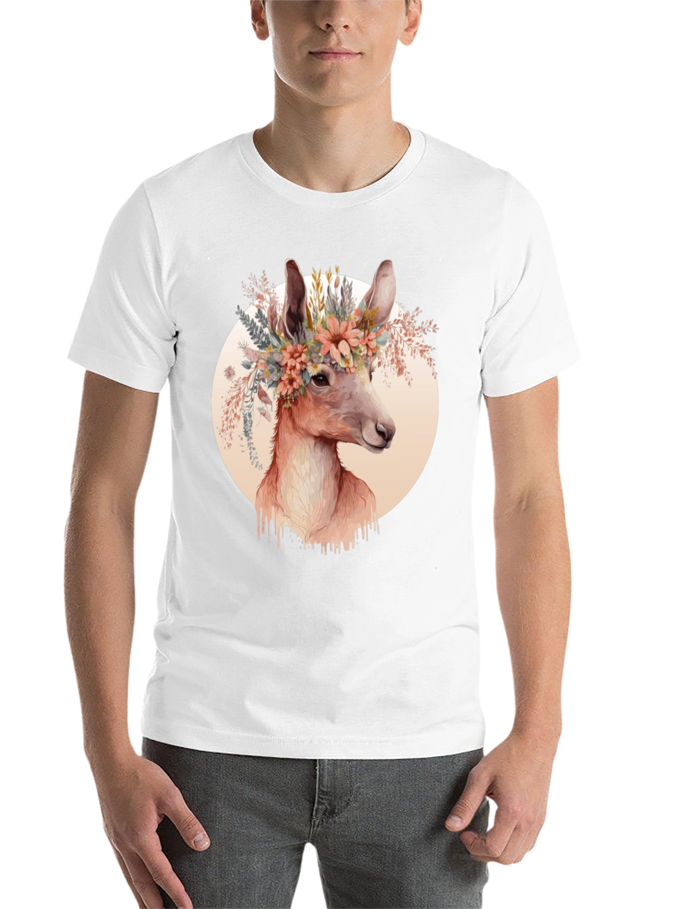 Black Floral Deer Graphic Tee - Trendy Unisex Shirt view 14
