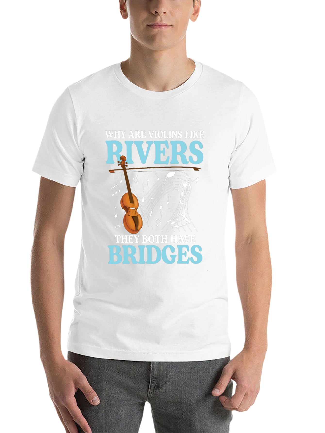 Black Violin & River Pun T-Shirt - Bridges Humor view 14