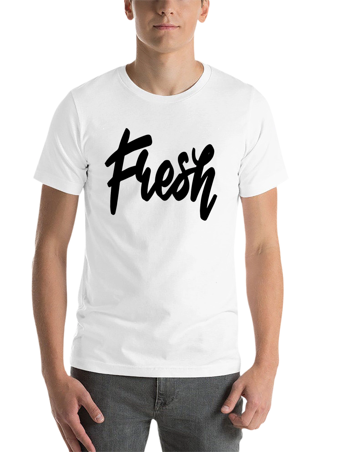 Black Men's Fresh Graphic Print Black T-Shirt view 14