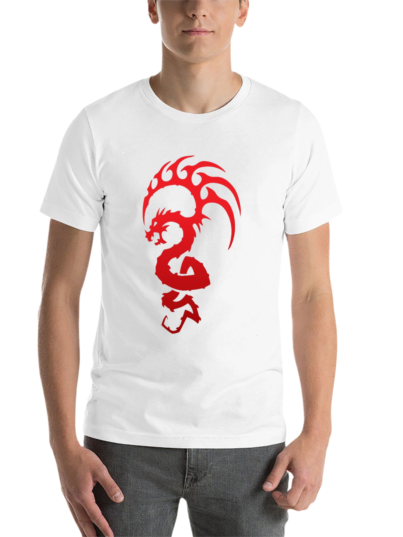 Black Dragon Graphic T-Shirt - Bold Red Design on Black Cotton Tee view 14