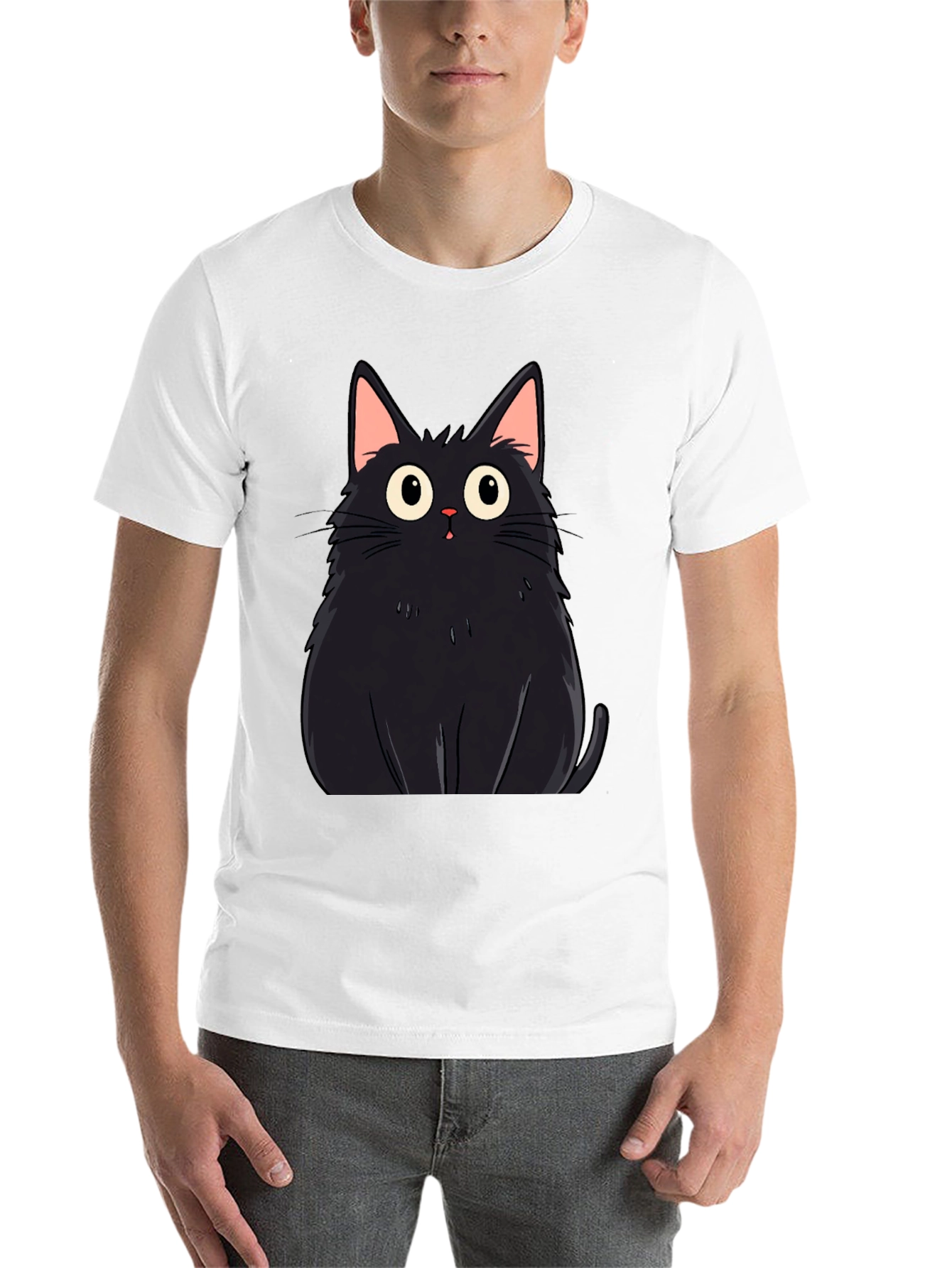 Black Black Cat Graphic Tee - Men's Casual T-Shirt view 14