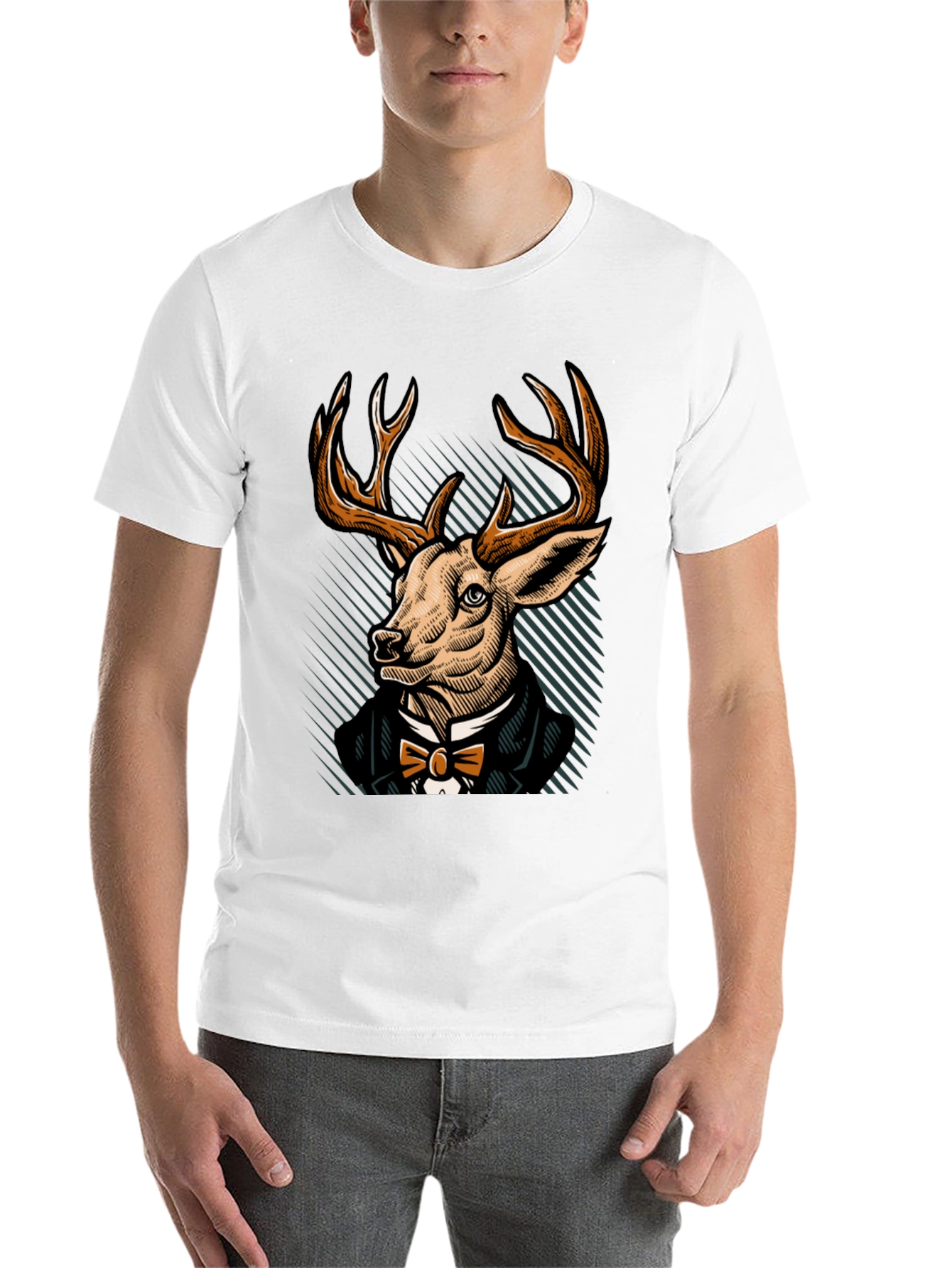 Black Dapper Deer T-Shirt - Elegant Animal Graphic Tee view 14