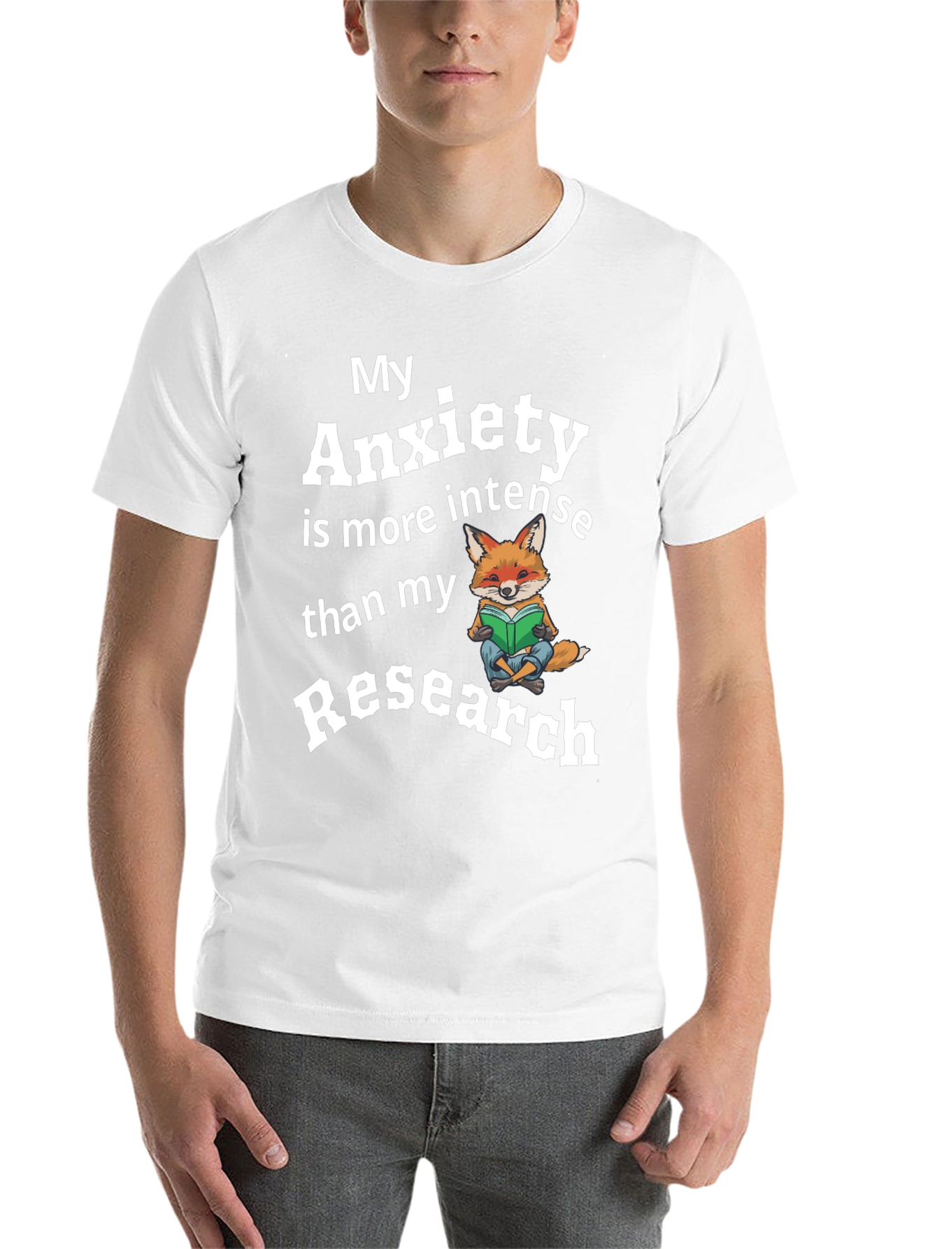 Black My Anxiety Research Fox T-Shirt Funny Novelty view 14