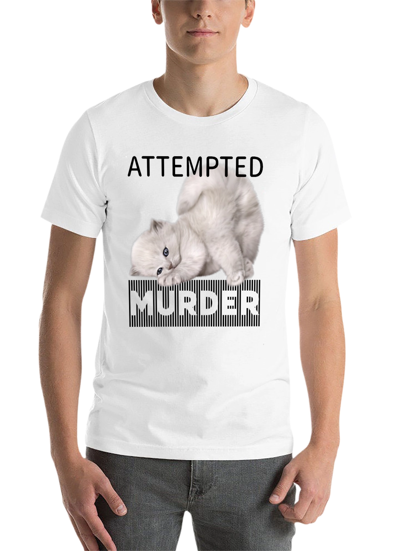 Black Attempted Murder Kitten T-Shirt - Funny Cat Lover Tee view 14