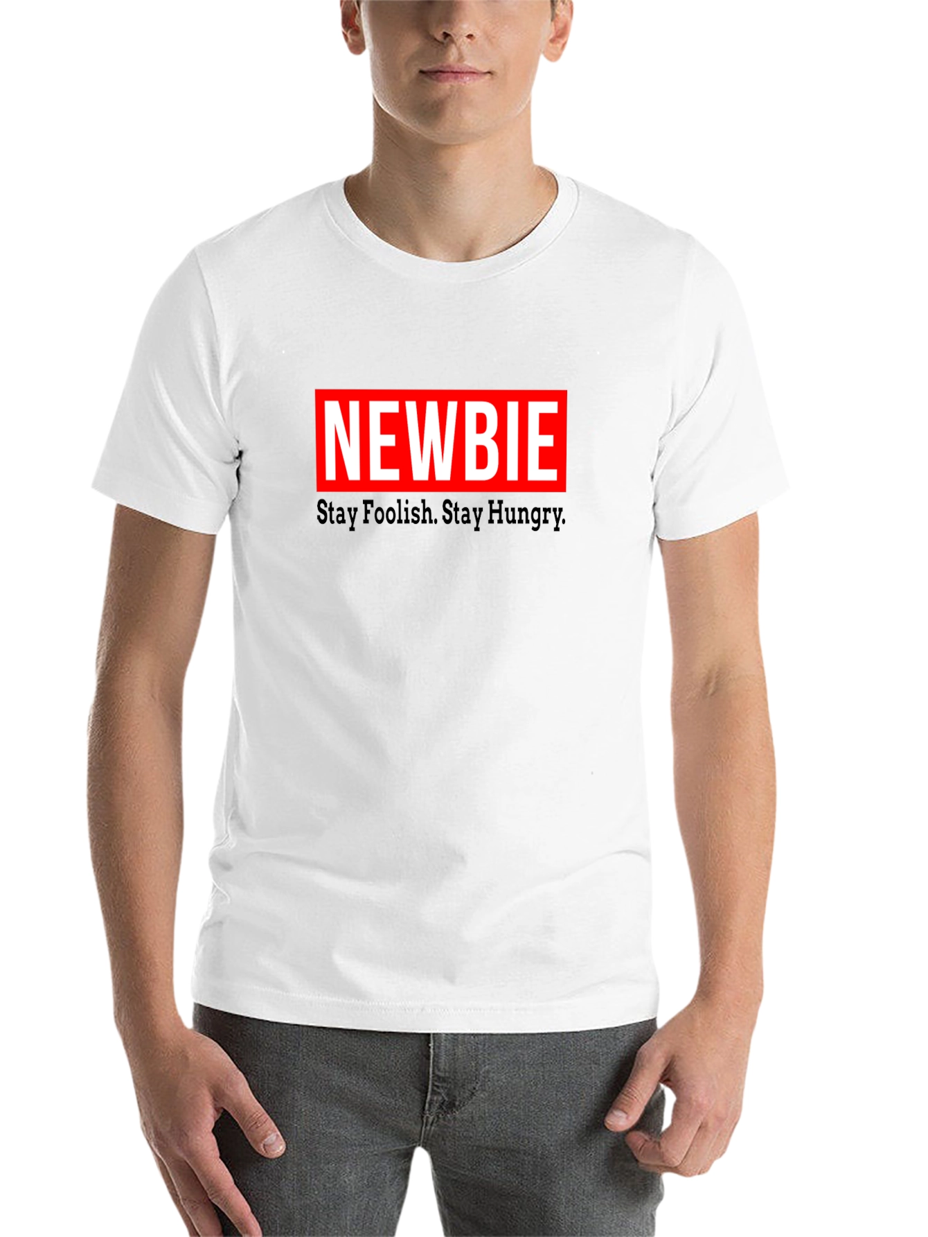 Black Newbie Tee: Stay Foolish, Stay Hungry - Black T-Shirt view 14