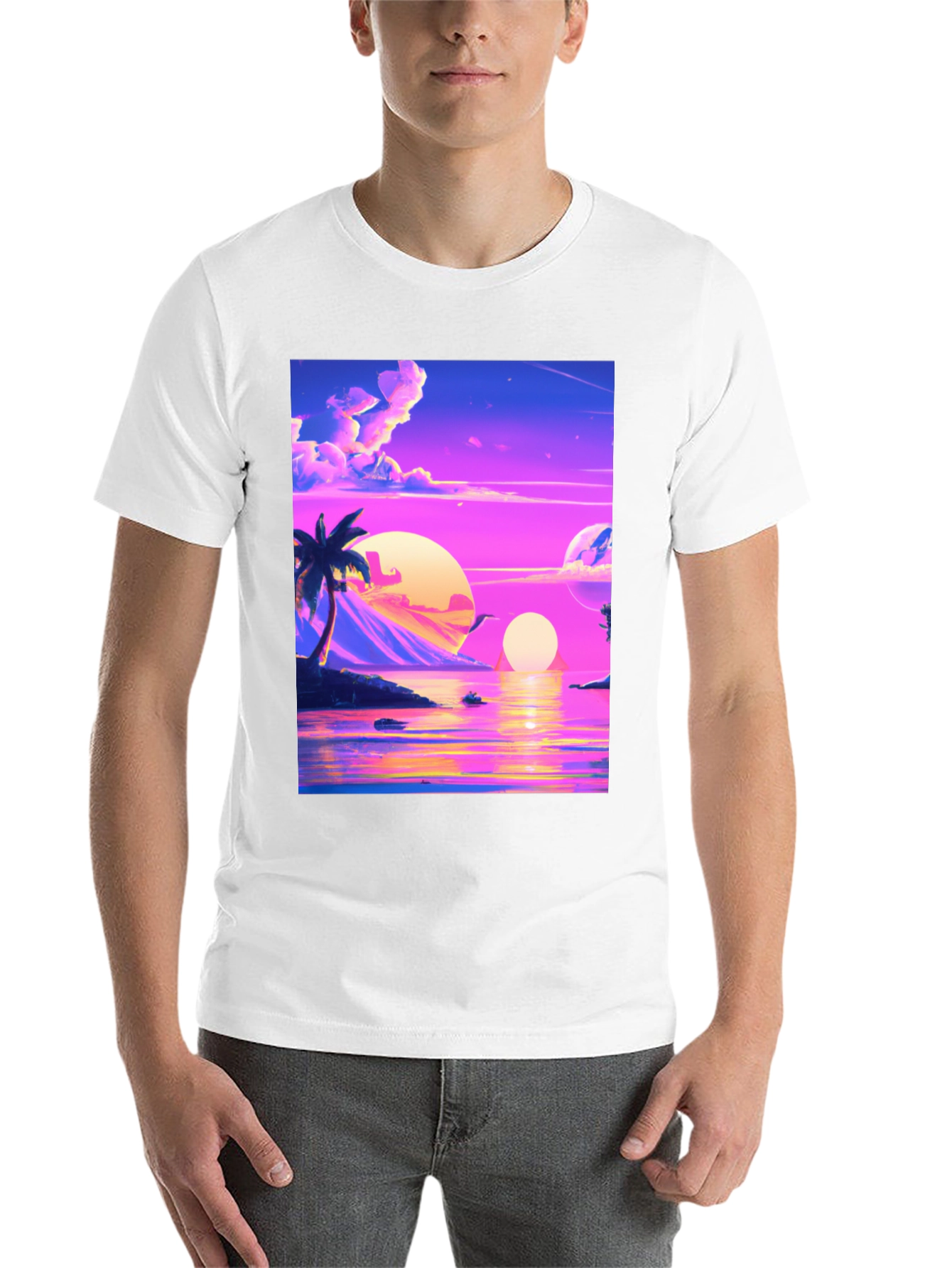 Black Vaporwave Sunset T-Shirt - Black view 14
