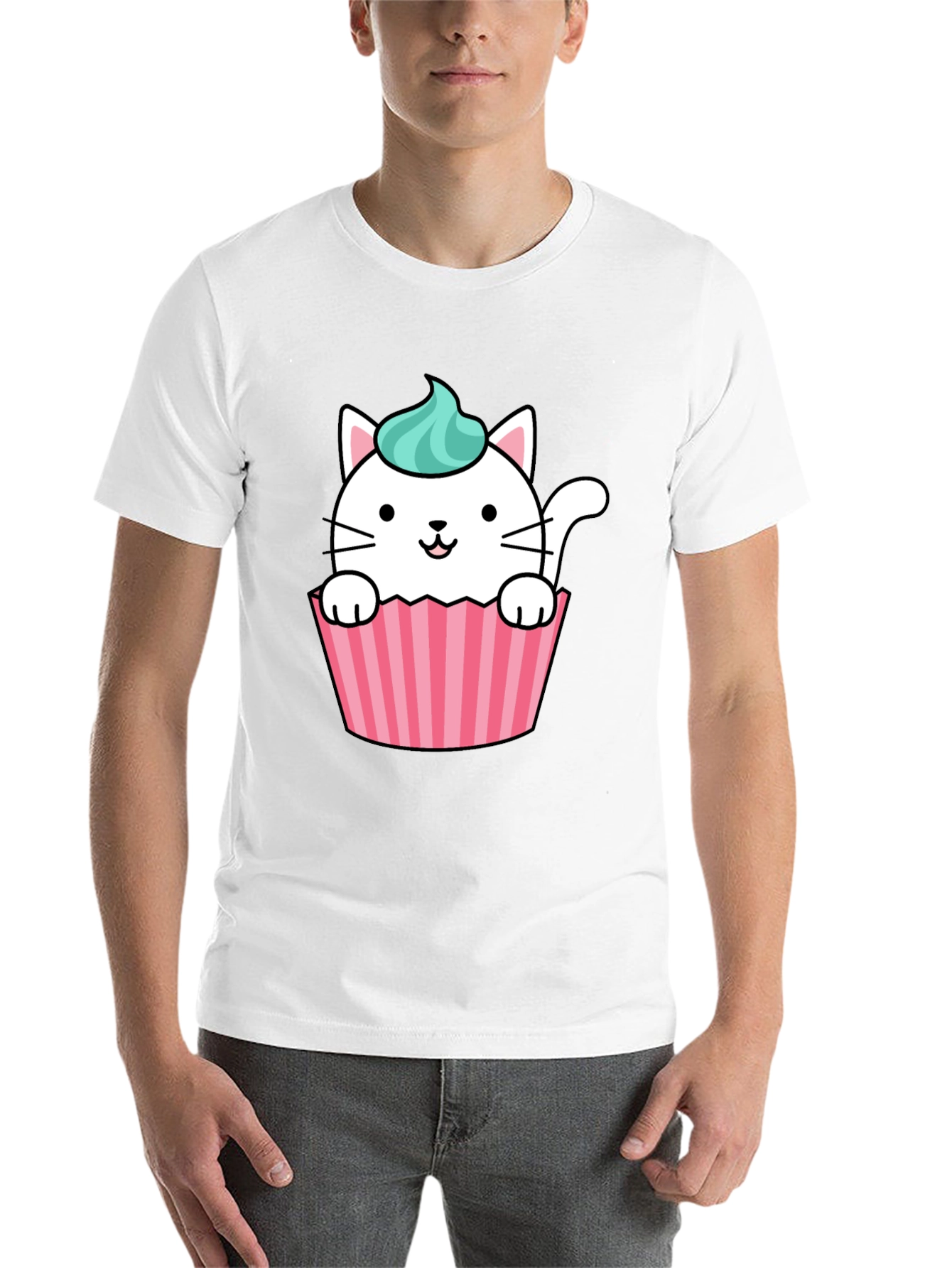 Black Cute Cupcake Cat Graphic Tee - Black view 14