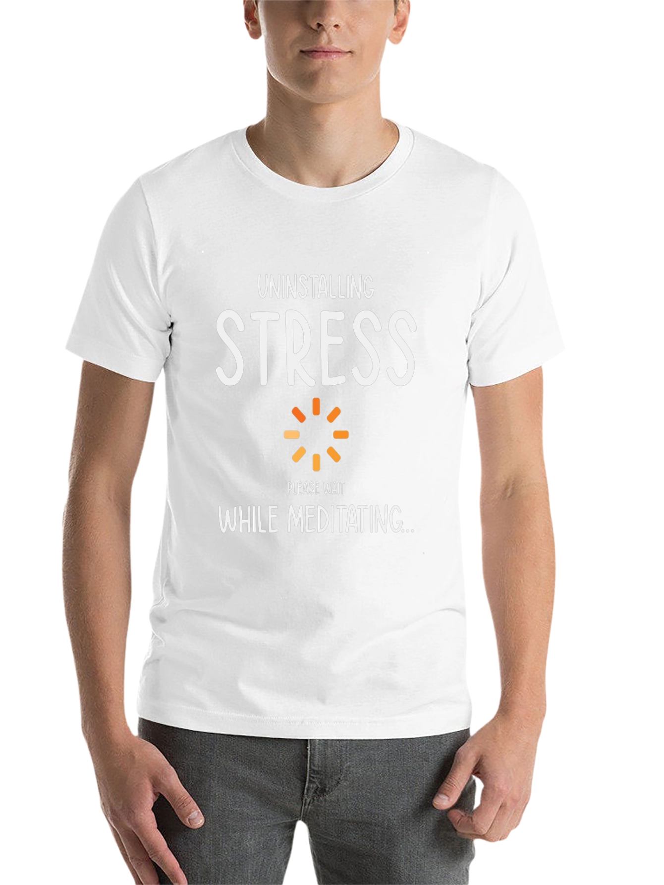 Black Uninstalling Stress Black Graphic Tee view 14