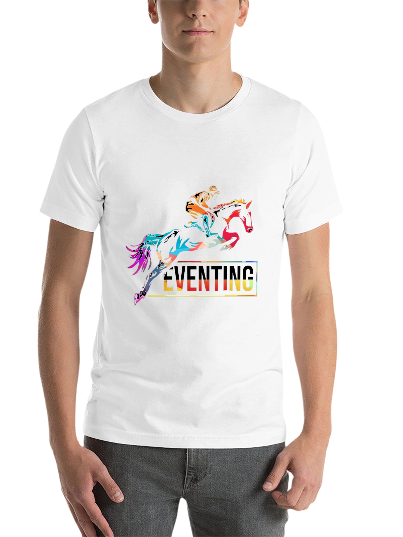 Black Eventing Horse Rider Graphic Tee - Black Cotton T-Shirt view 14