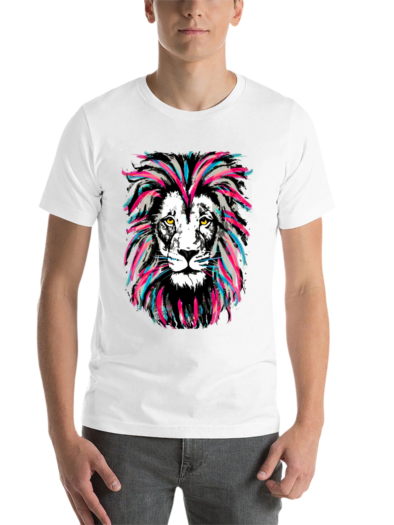 Black Lion Head Graphic Print Tee view 14