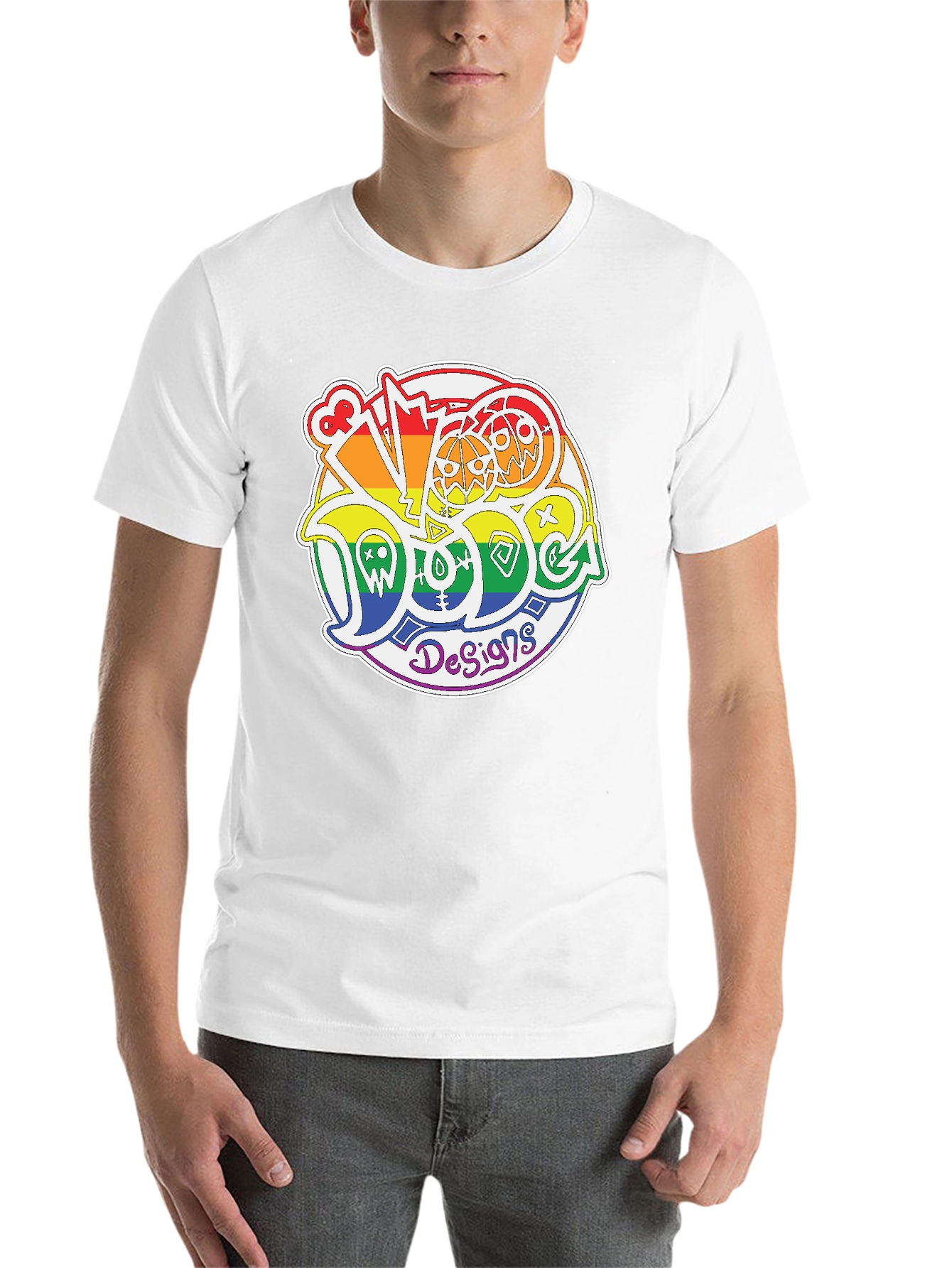 Black Rainbow Doodle Design T-Shirt view 14