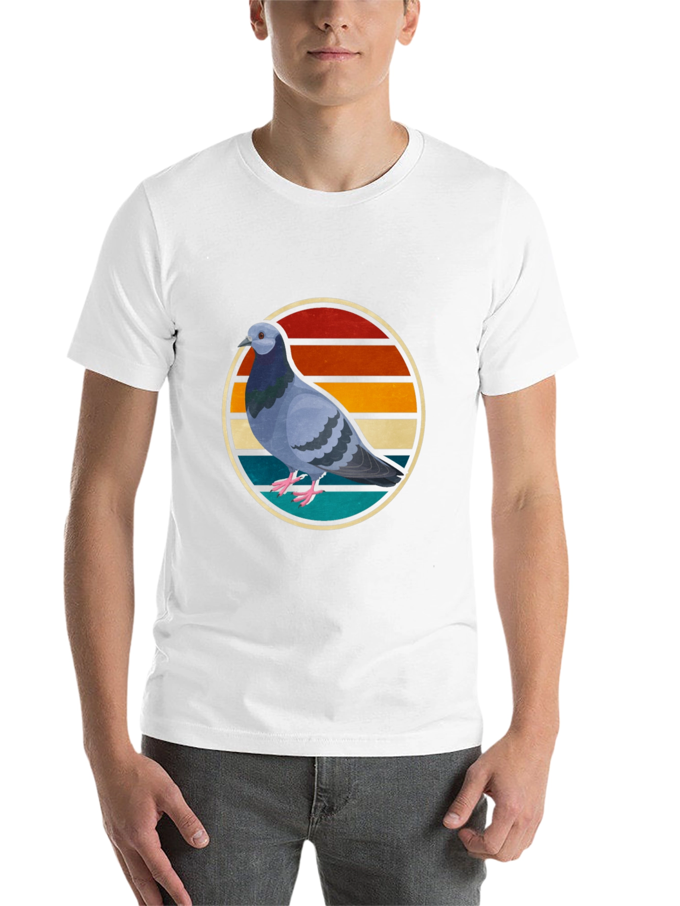 Black Retro Pigeon Graphic Tee - Cool Bird Lover Shirt view 14