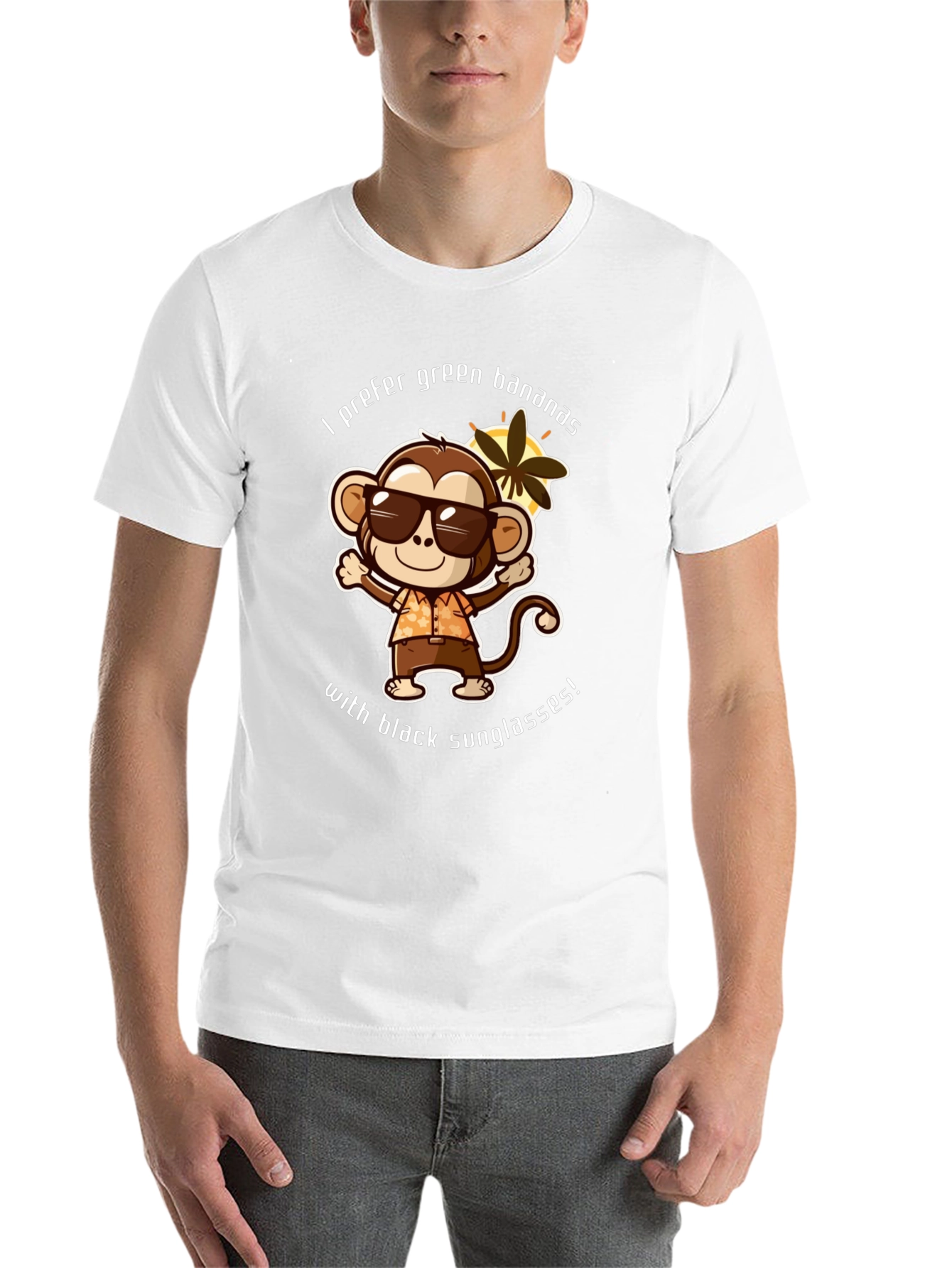 Black Funny Monkey T-shirt - I Prefer Green Bananas view 14