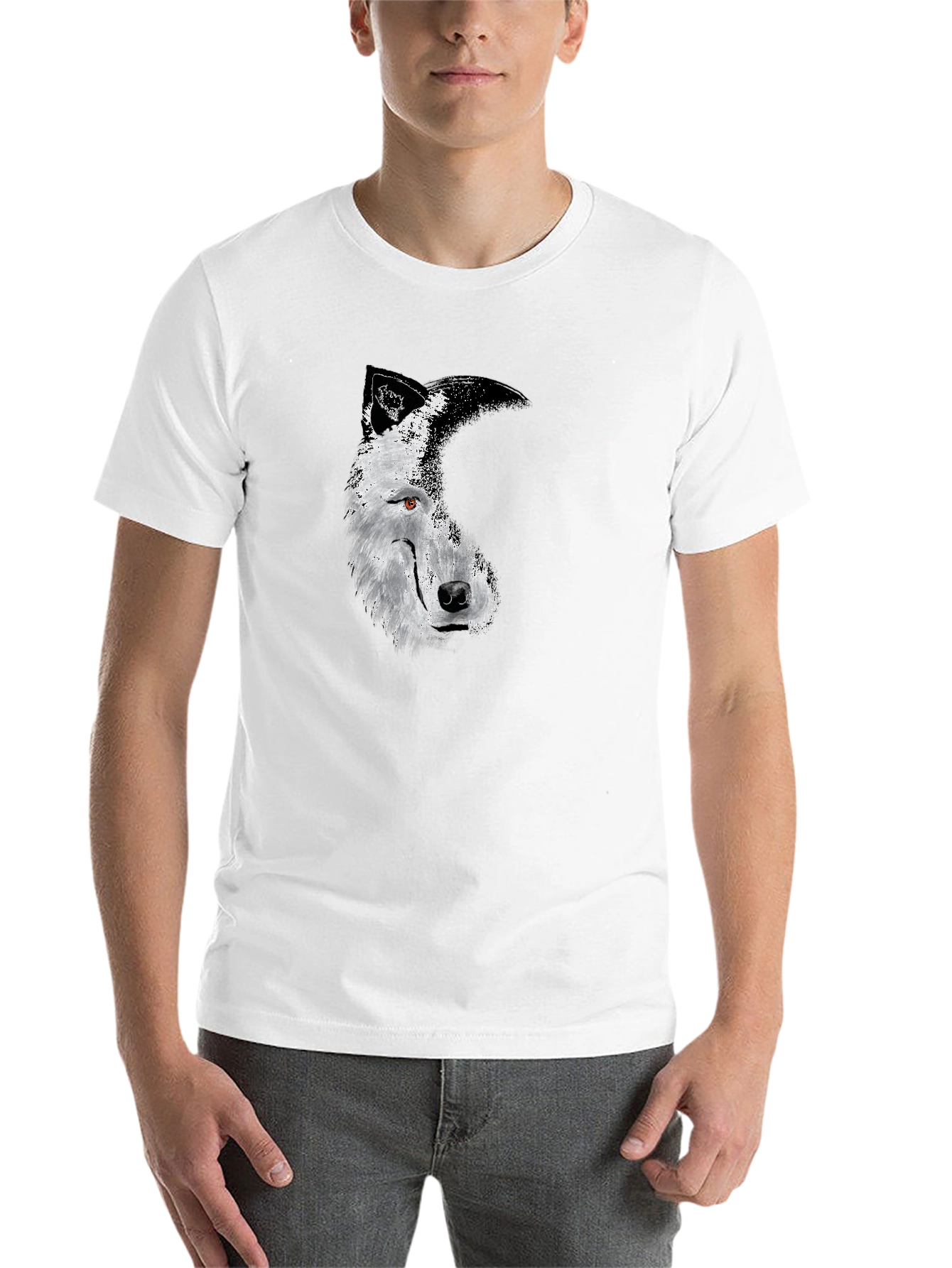 Black Men's Black Wolf Graphic Tee - Stylish & Unique Design view 14