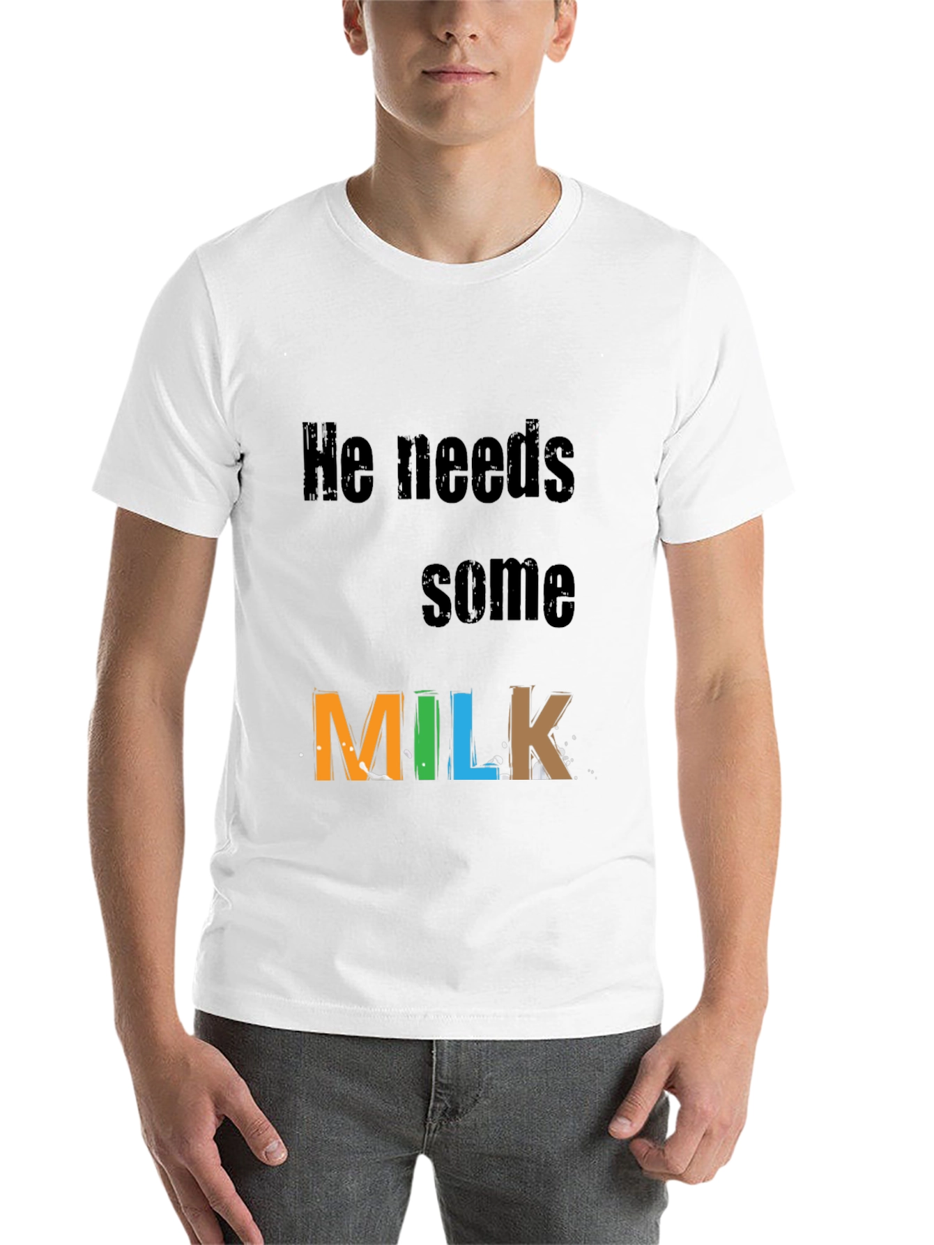 Black He Needs Milk T-Shirt - Funny Novelty Tee view 14