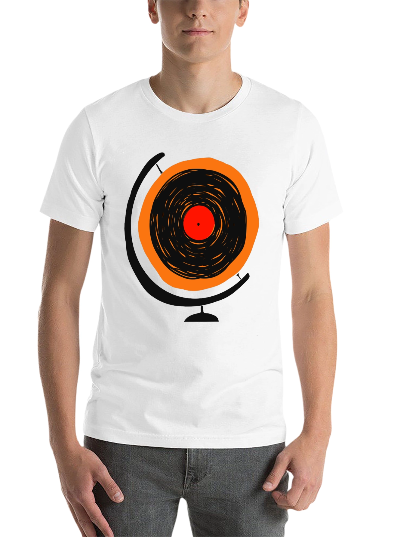 Black Retro Vinyl Record Graphic T-Shirt view 14
