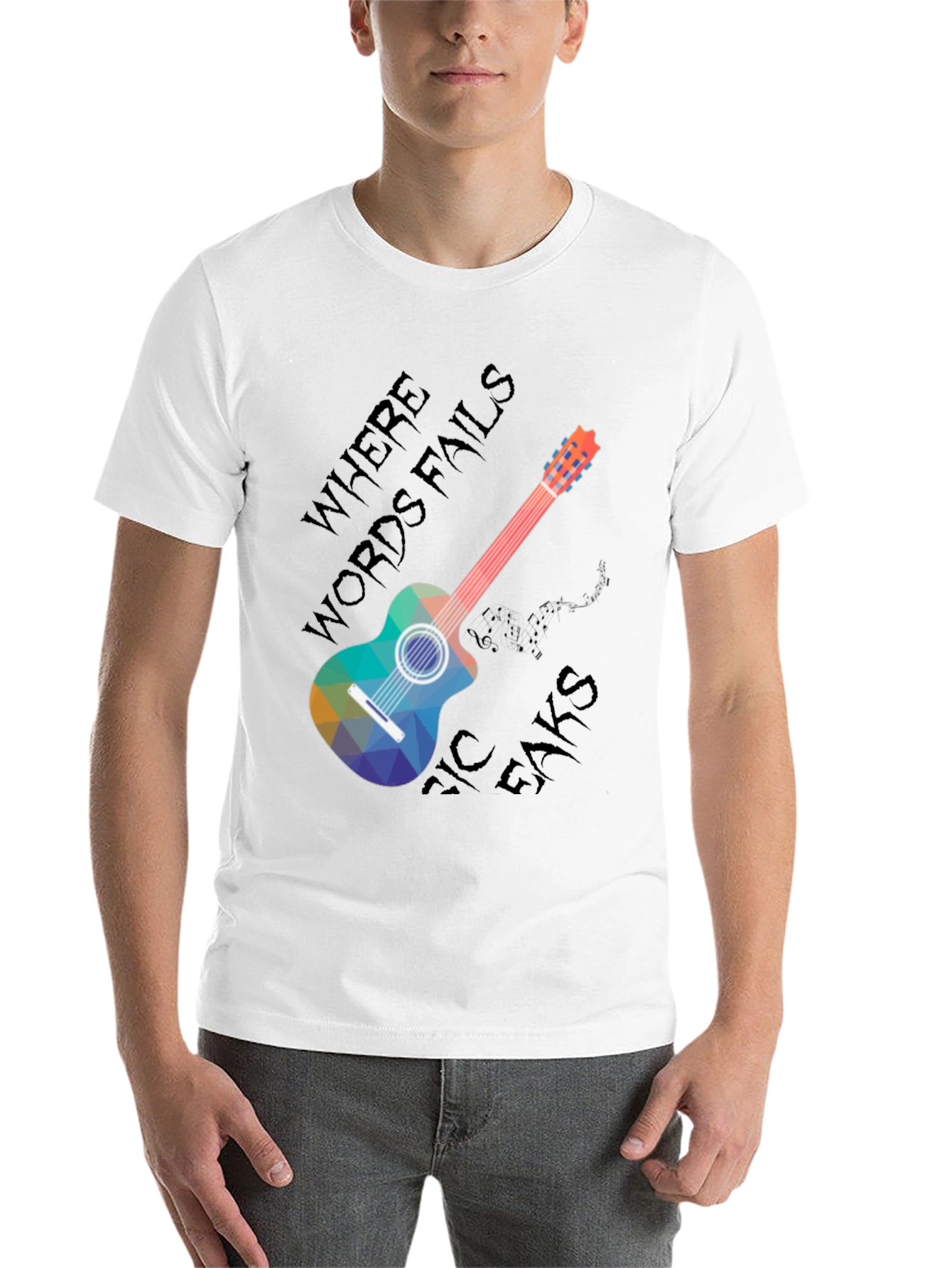 Black Music Speaks T-Shirt - Guitar Design view 14