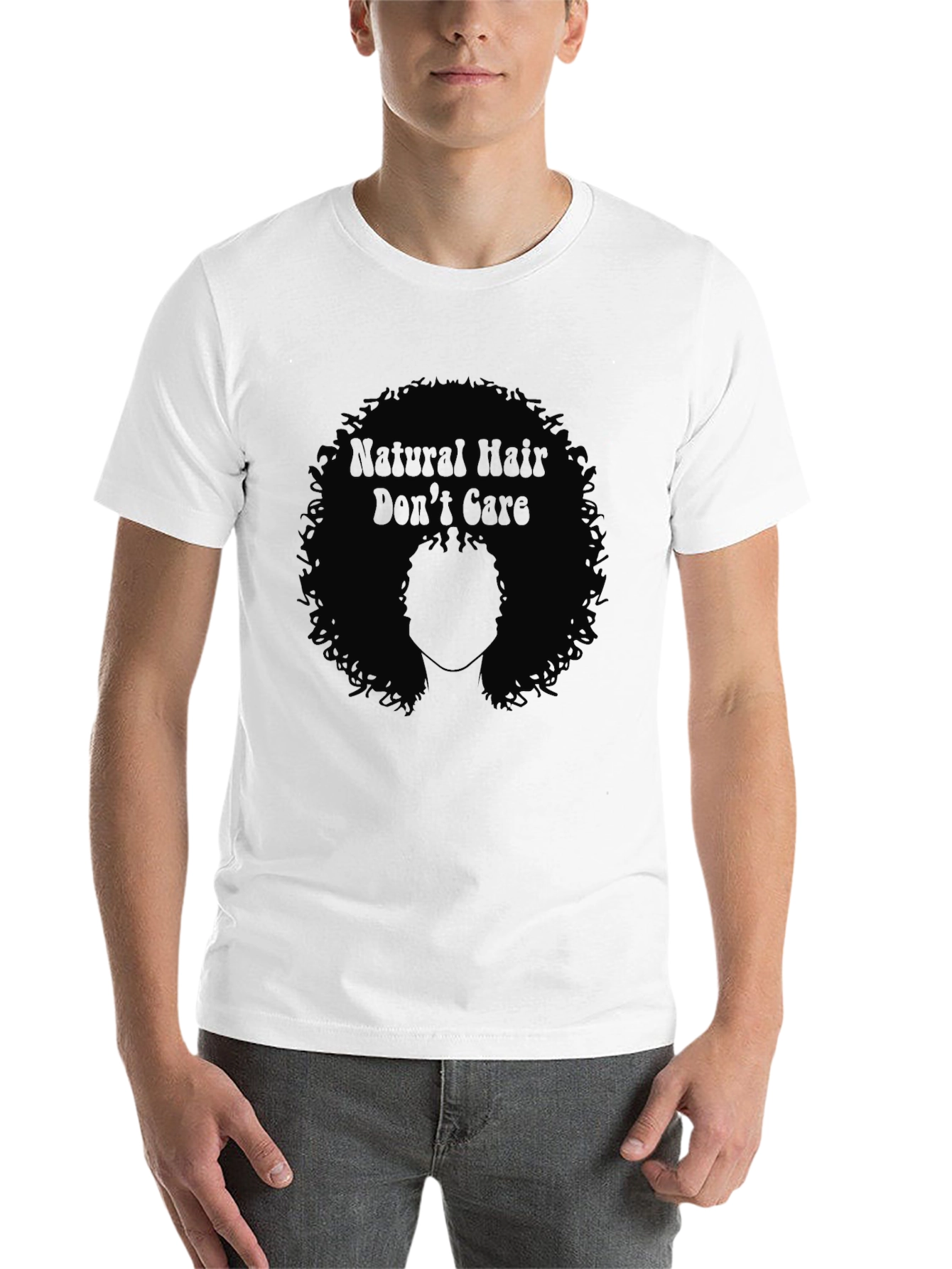 Black Natural Hair Don't Care Tee - Black Graphic T-Shirt view 14