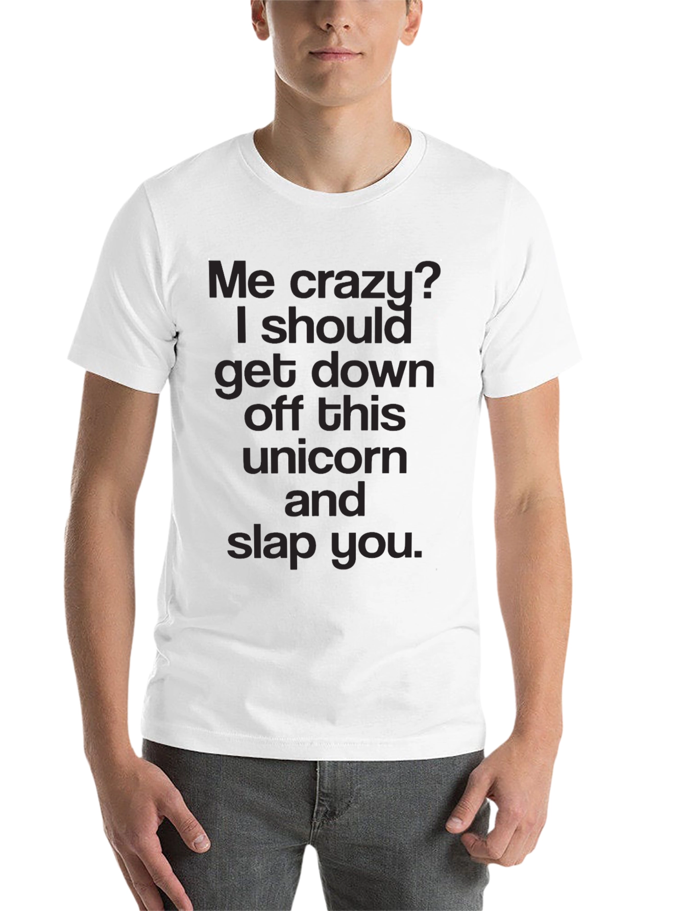Black Funny "Me Crazy?" Graphic T-Shirt view 14