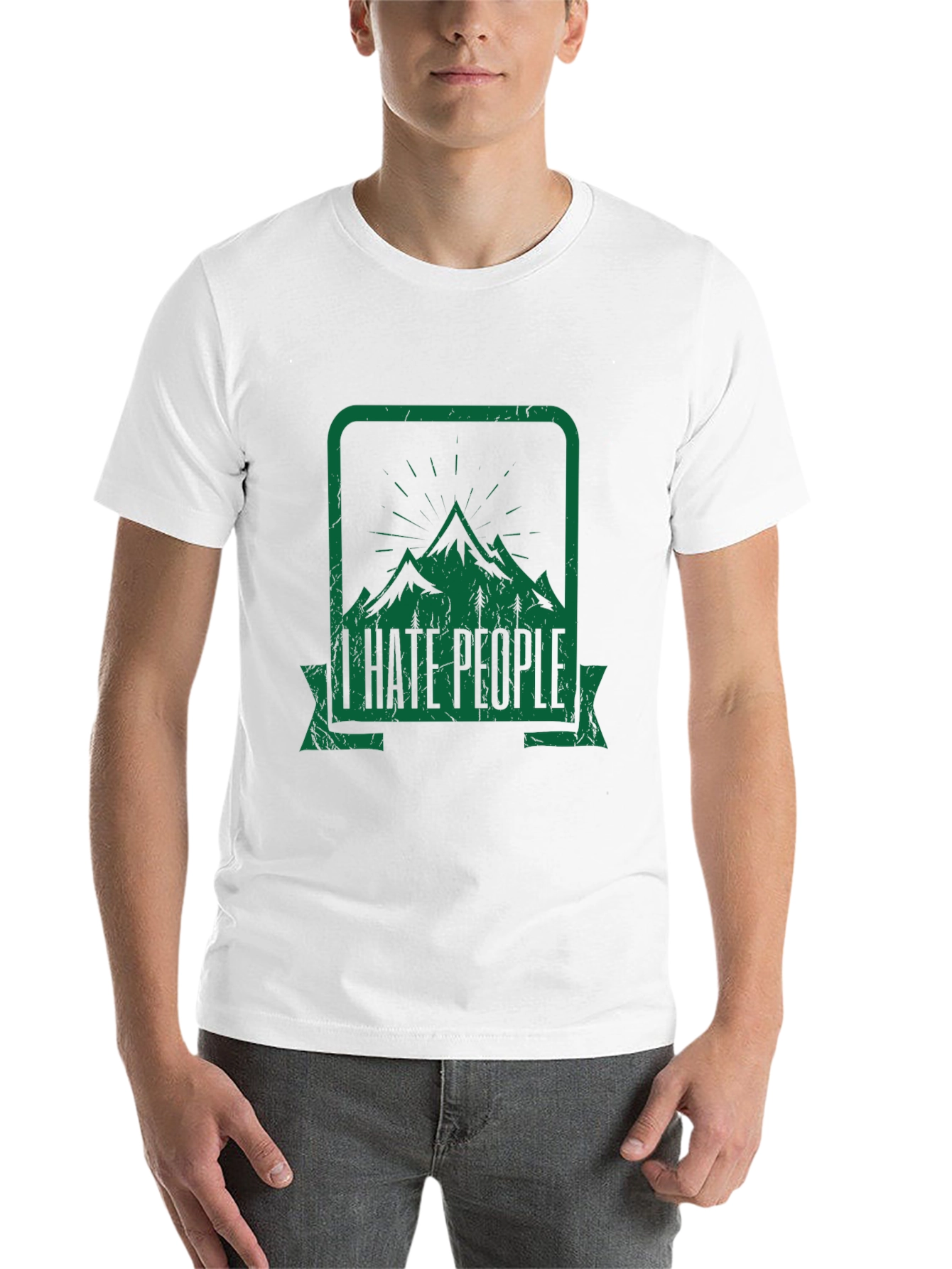 Black I Hate People Mountain Graphic Black Tee view 14