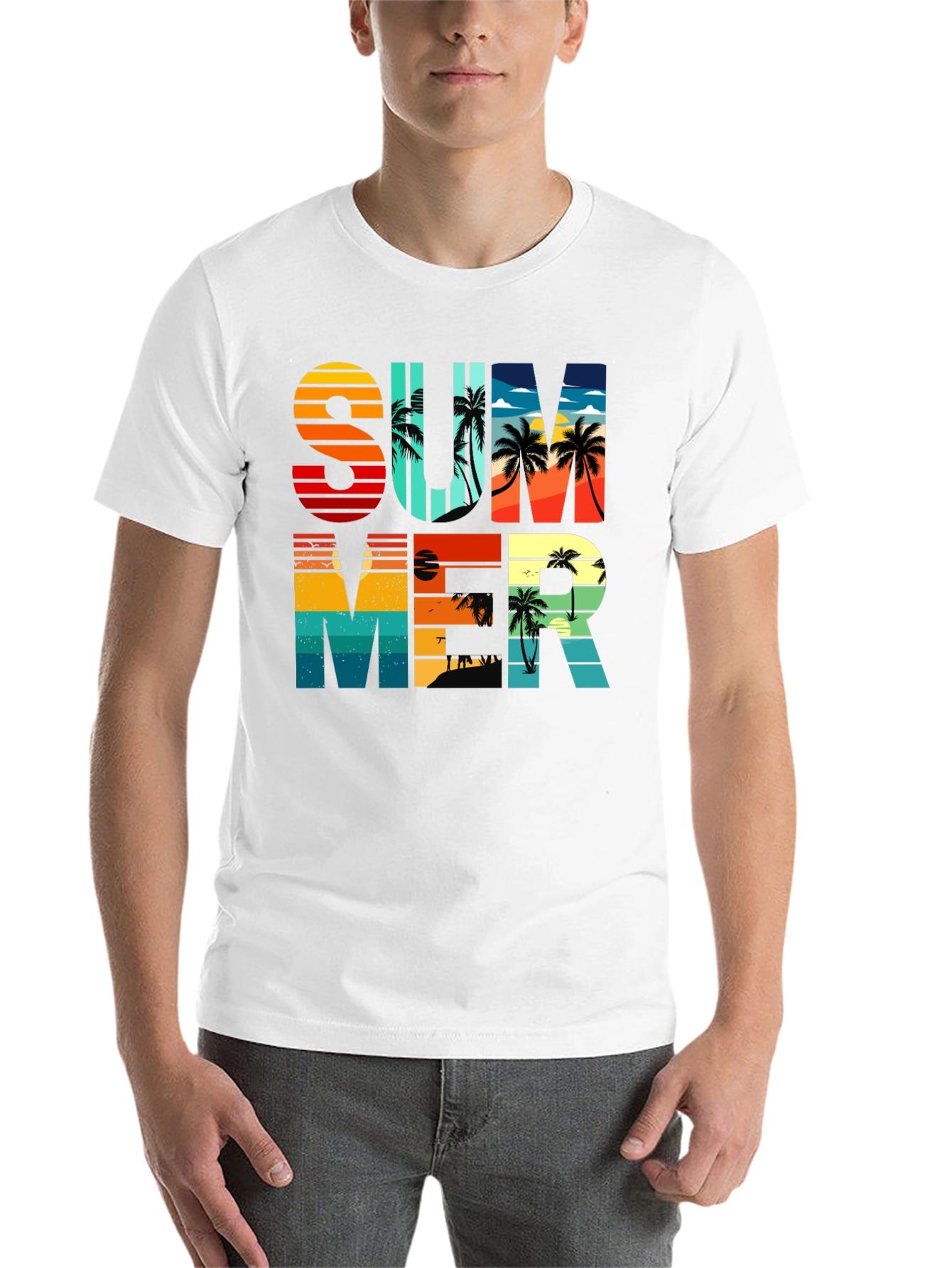 Black Summer Graphic T-Shirt - Retro Palm Tree Design view 14