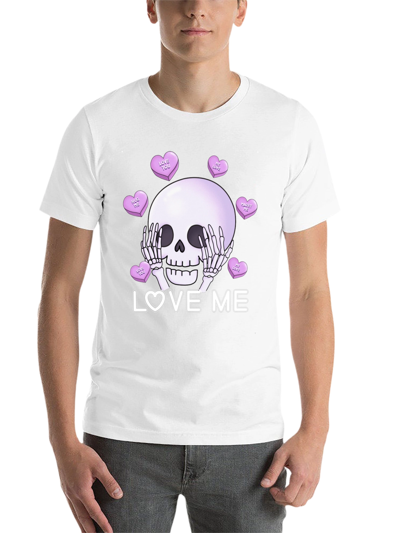 Black Love Me Skull Tee - Valentine's Day Skeleton Shirt view 14