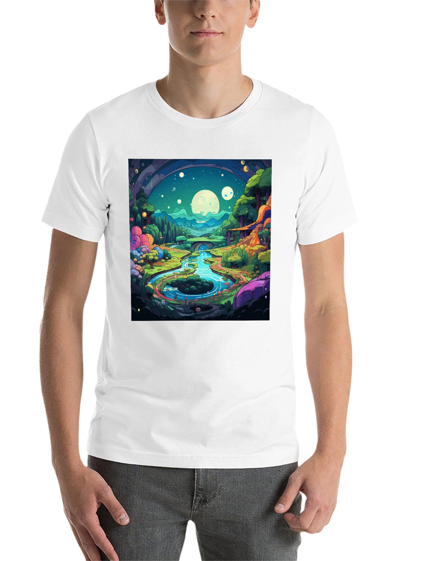 Black Cartoon Landscape Graphic Tee - Black view 14