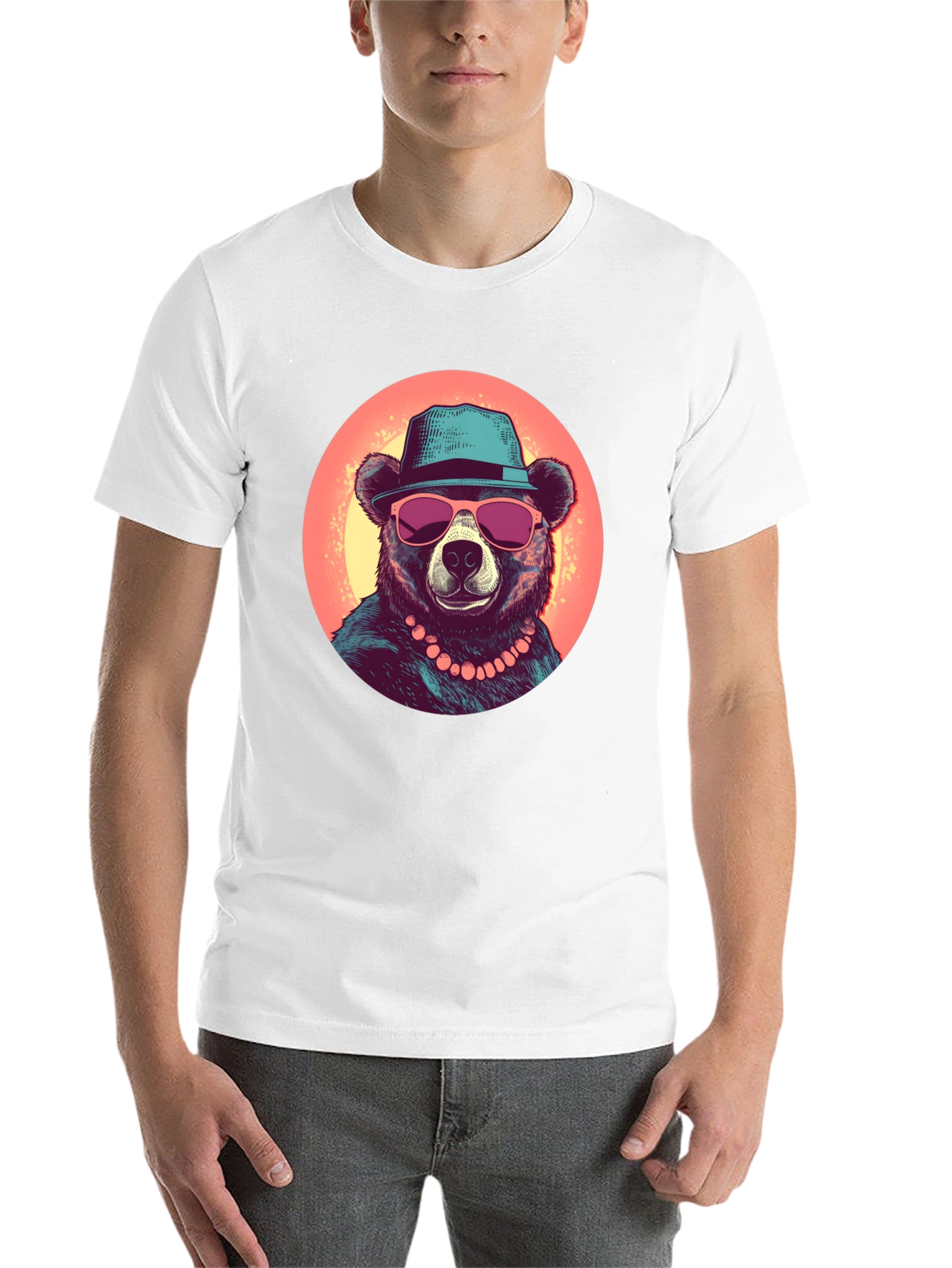 Black Bear with Hat Graphic Tee - Cool Summer Style view 14