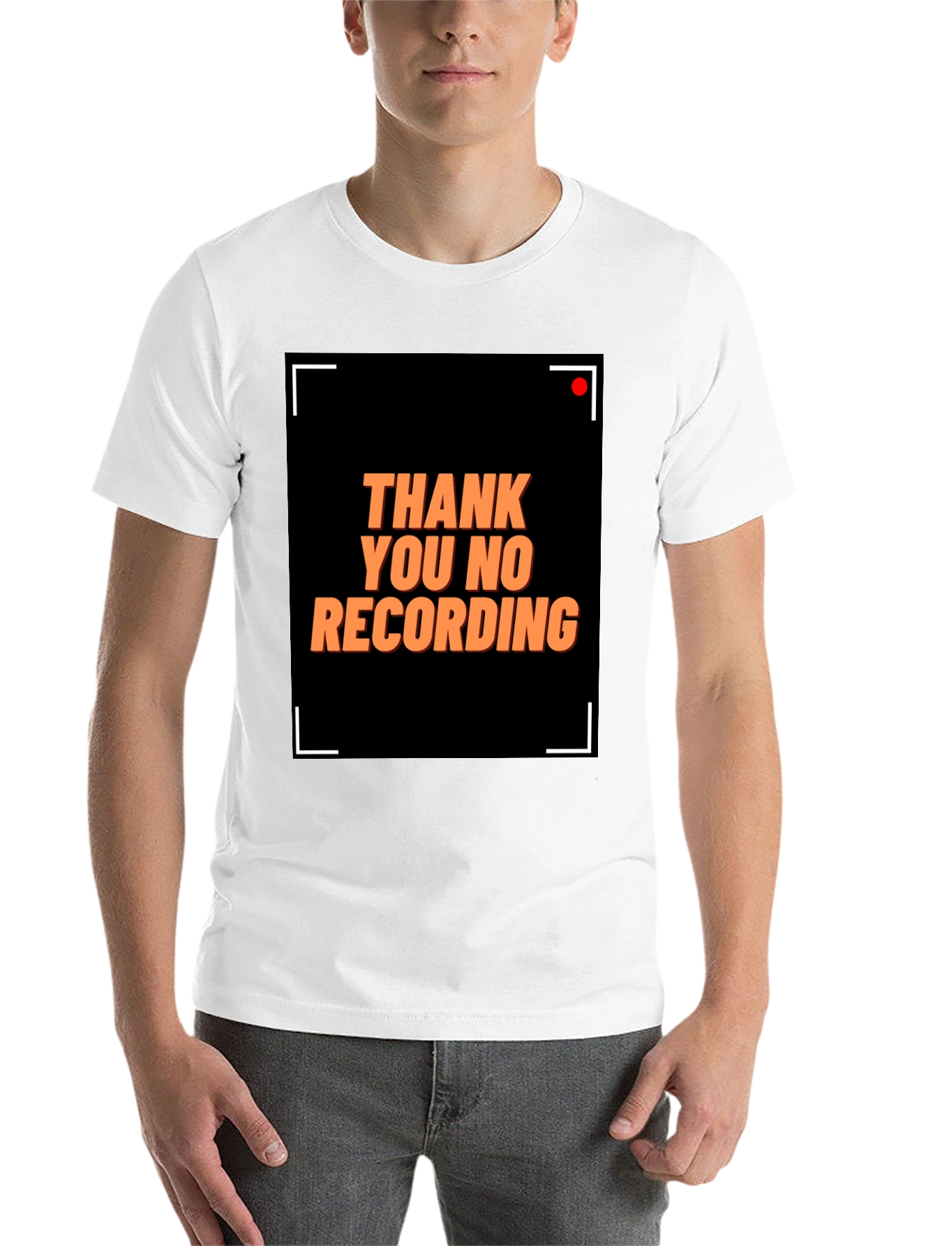 Black Thank You No Recording Graphic Tee view 14