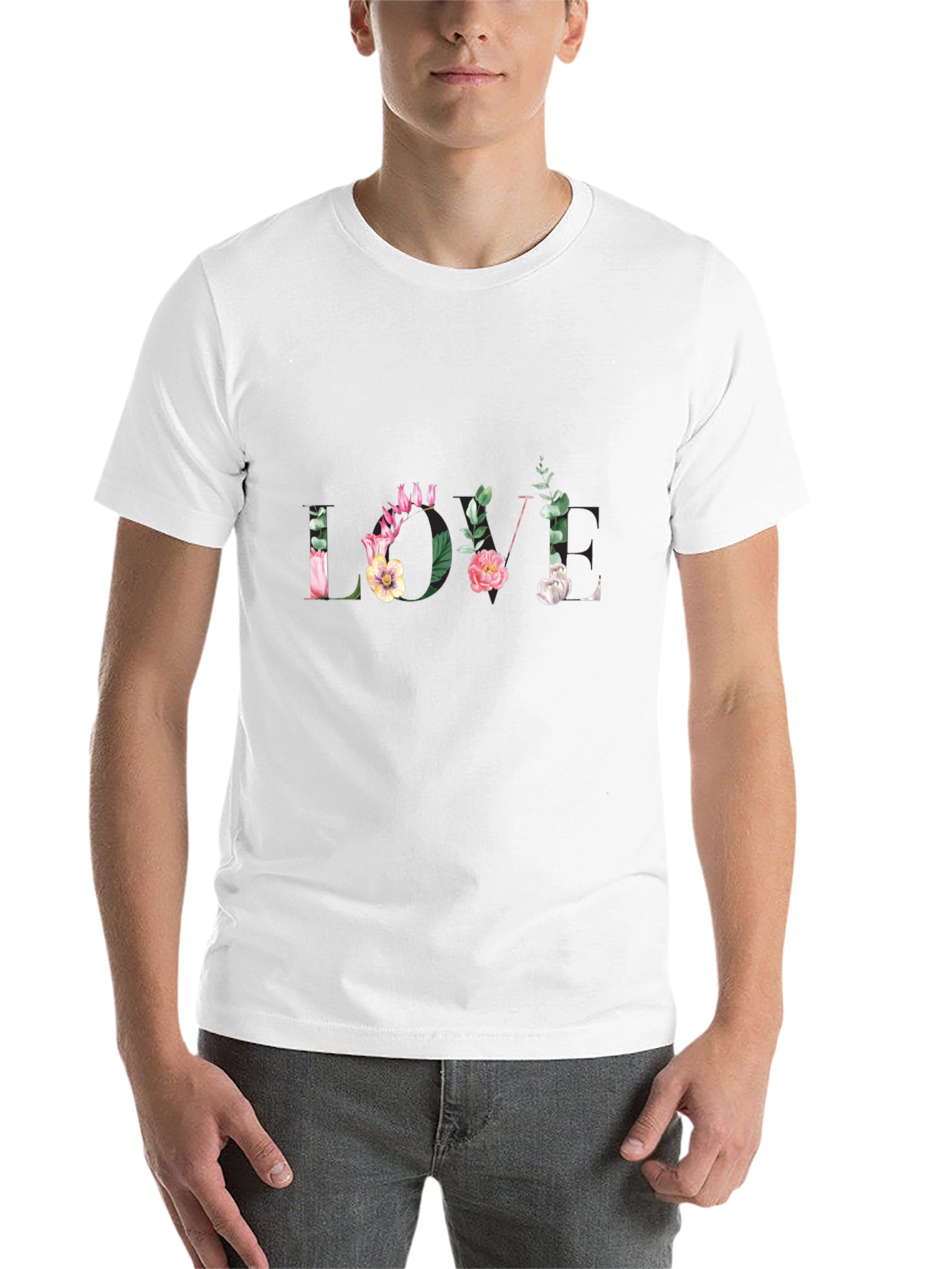 Black Floral LOVE Black T-Shirt view 14