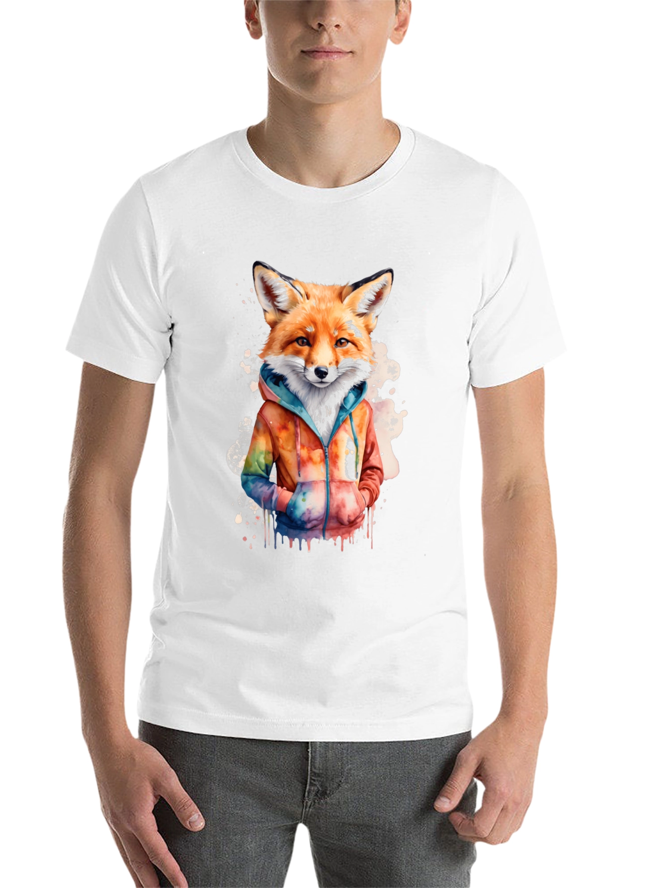 Black Fox Watercolor Graphic Tee - Urban Style view 14