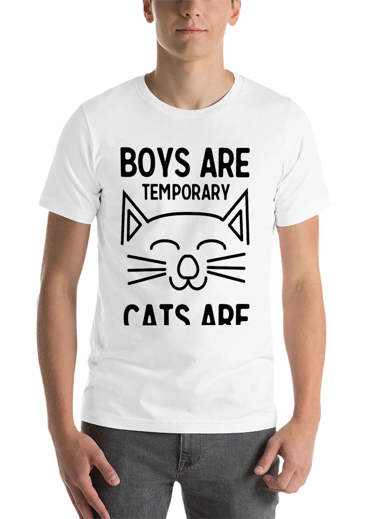 Black Boys Temporary Cats Forever T-Shirt Funny Cat Lover Tee view 14