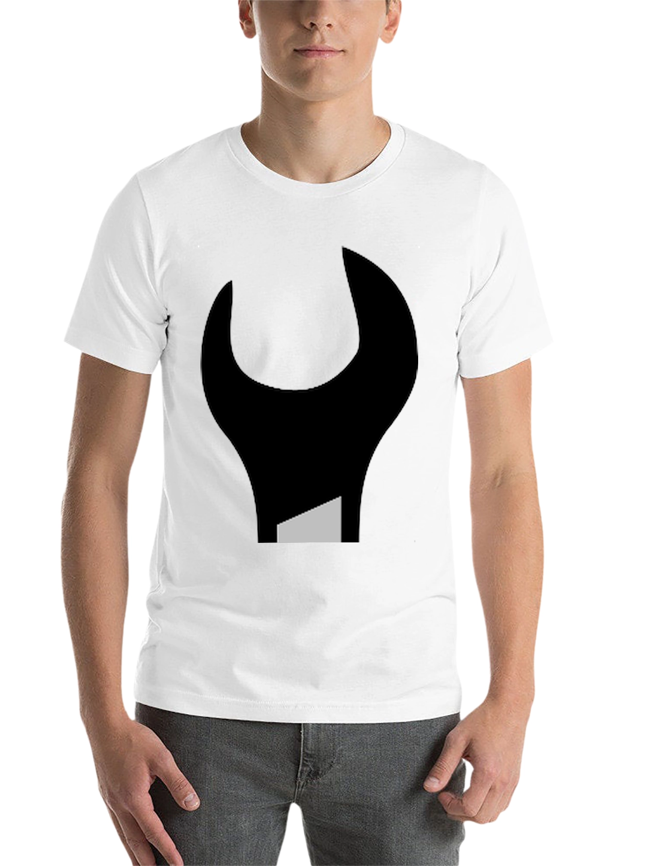 Black Abstract Wrench Graphic Tee - Black Unisex T-Shirt view 14