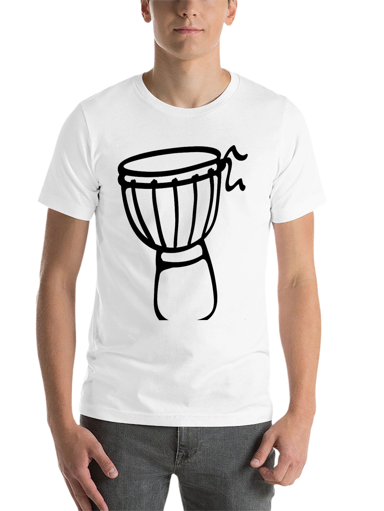 Black Djembe Drum Graphic T-Shirt - Black Crew Neck Tee view 14
