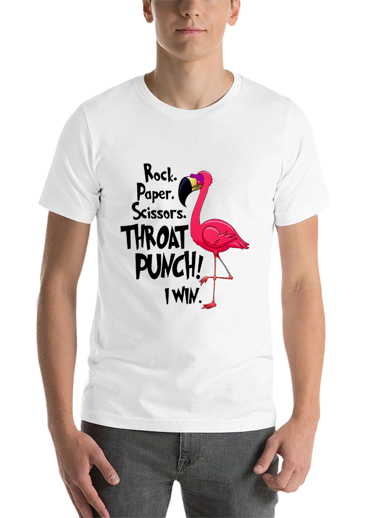 Black Rock Paper Scissors Flamingo T-Shirt view 14