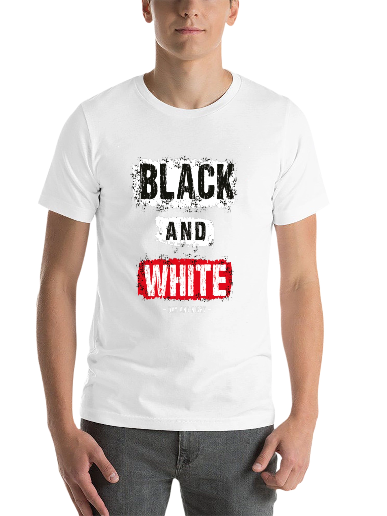 Black Black & White Day Night Graphic T-Shirt view 14