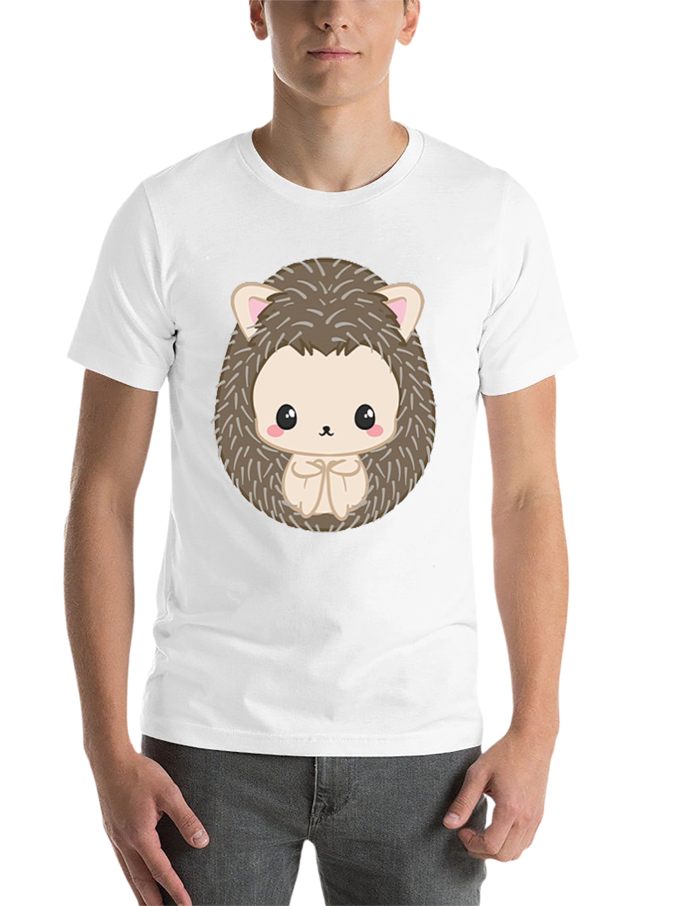 Black Cute Hedgehog Graphic Black T-Shirt view 14